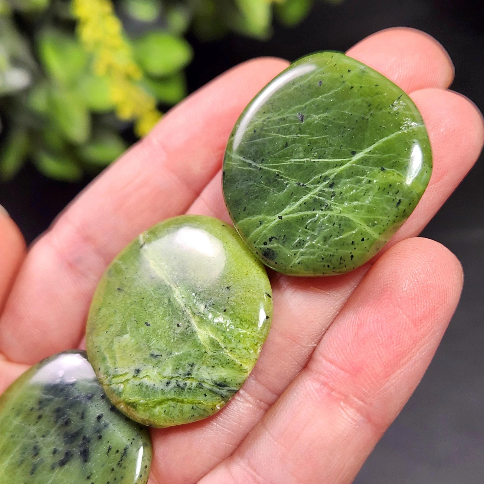 Canadian Green Jade Polished Palm Stone (1″+), Tumbled Jade Crystal Specimen