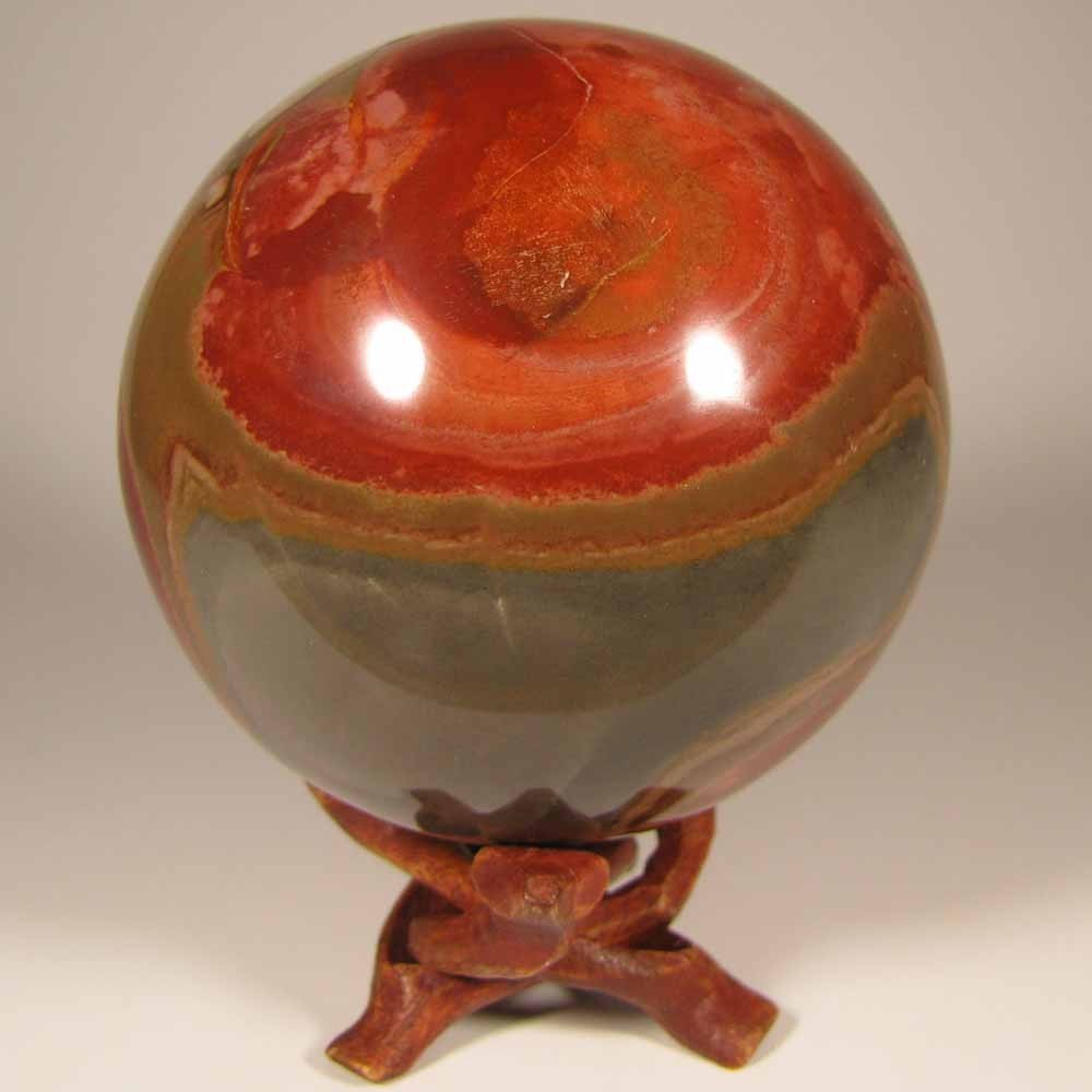 3″ POLYCHROME JASPER Gemstone Sphere w/ Stand – Madagascar – 76mm – 1.3 lbs.