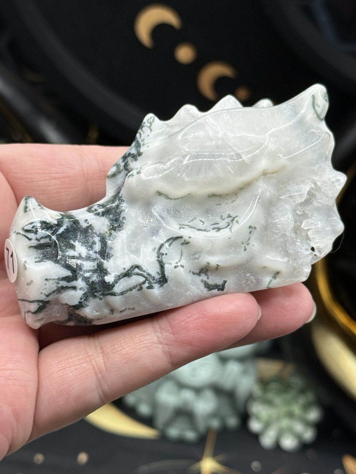Natural Tree Agate Dragon Head Skull Good size Great price Free ship & gift