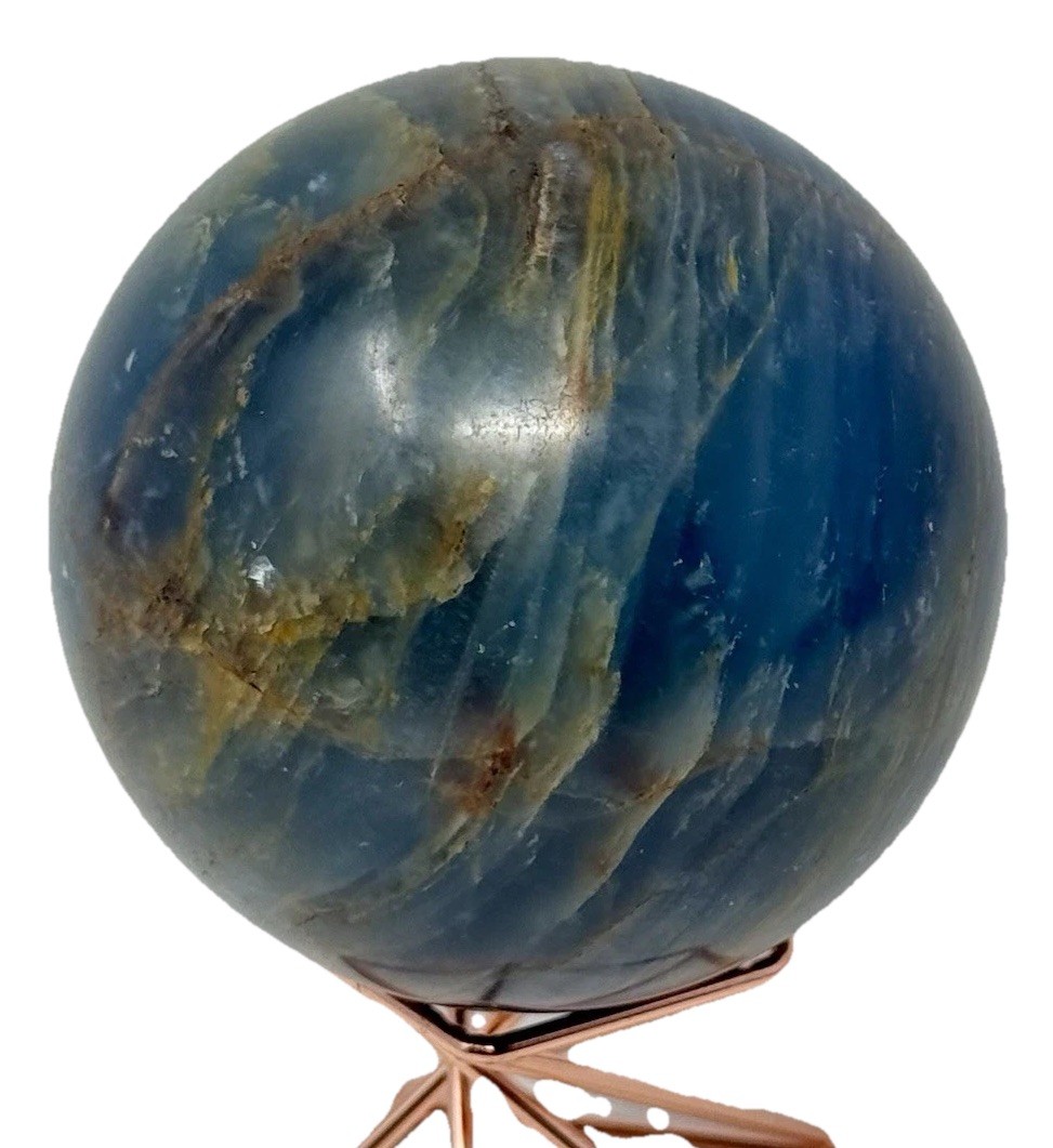 352g Blue Onyx Crystal Sphere Polished Pretty Colors & Banding Holder Included