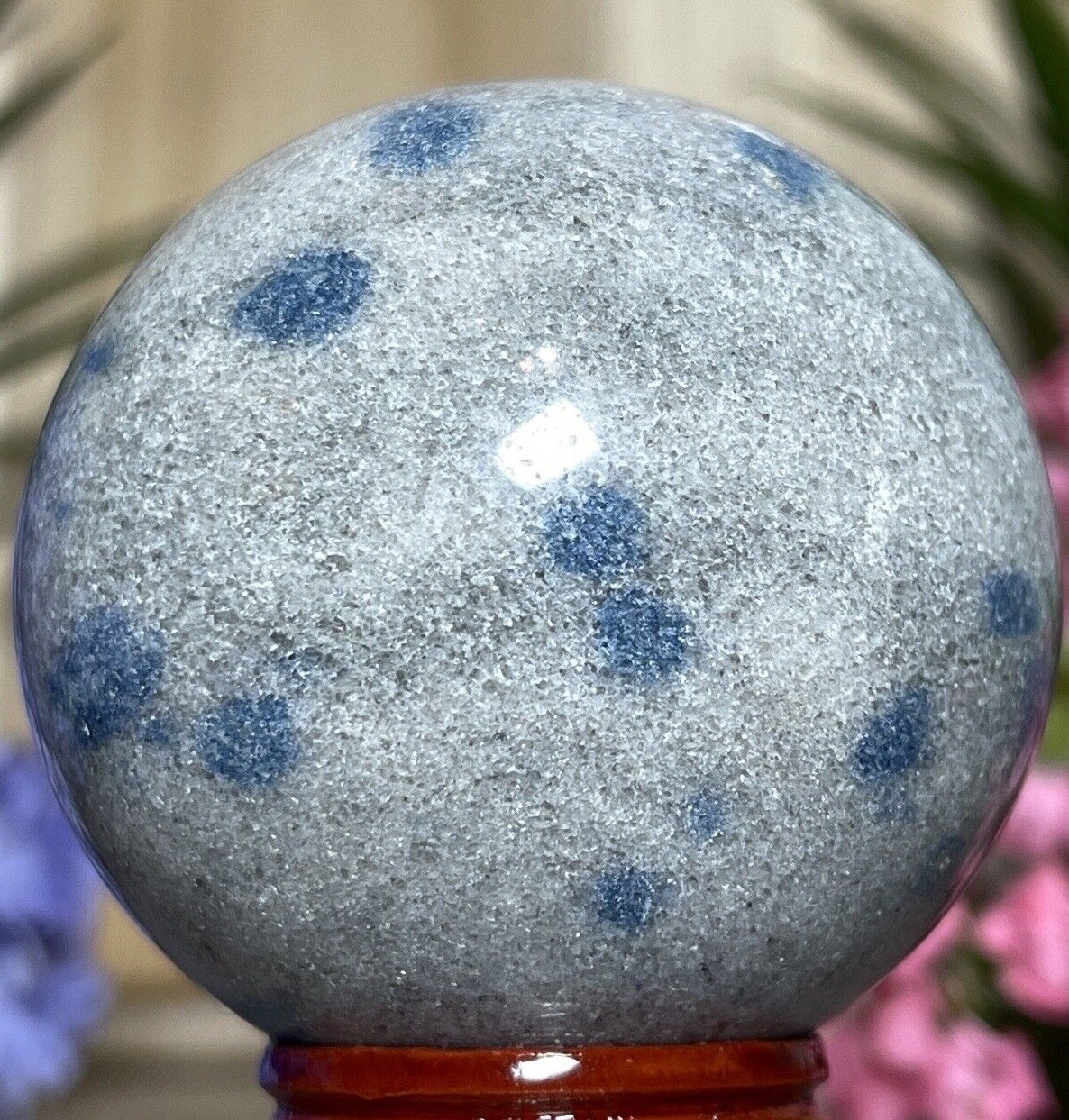 Cleavelandite Apatite SPHERE – Mineral Blue Grey Crystal Witch Stone Not K2