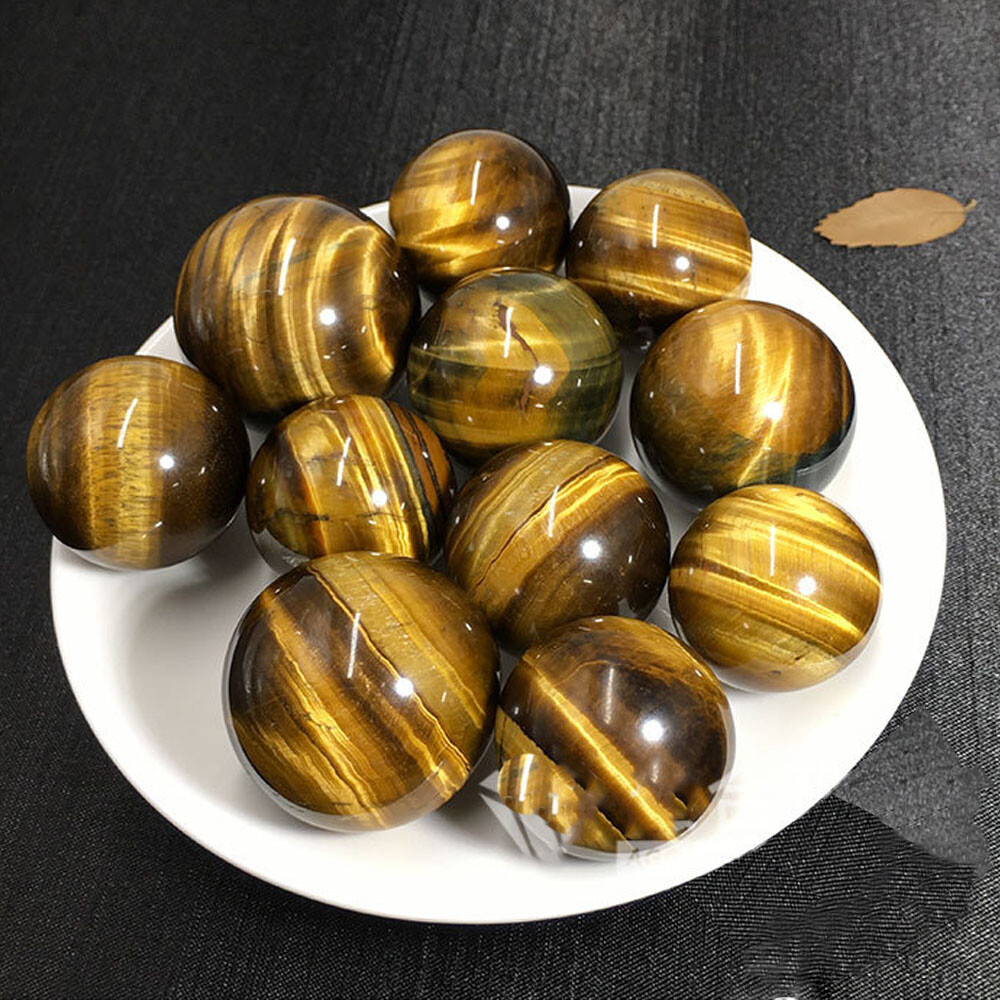 12pcs Natural Healing Stone Rare Tiger Eye Crystal Ball Gemstone Sphere NEW