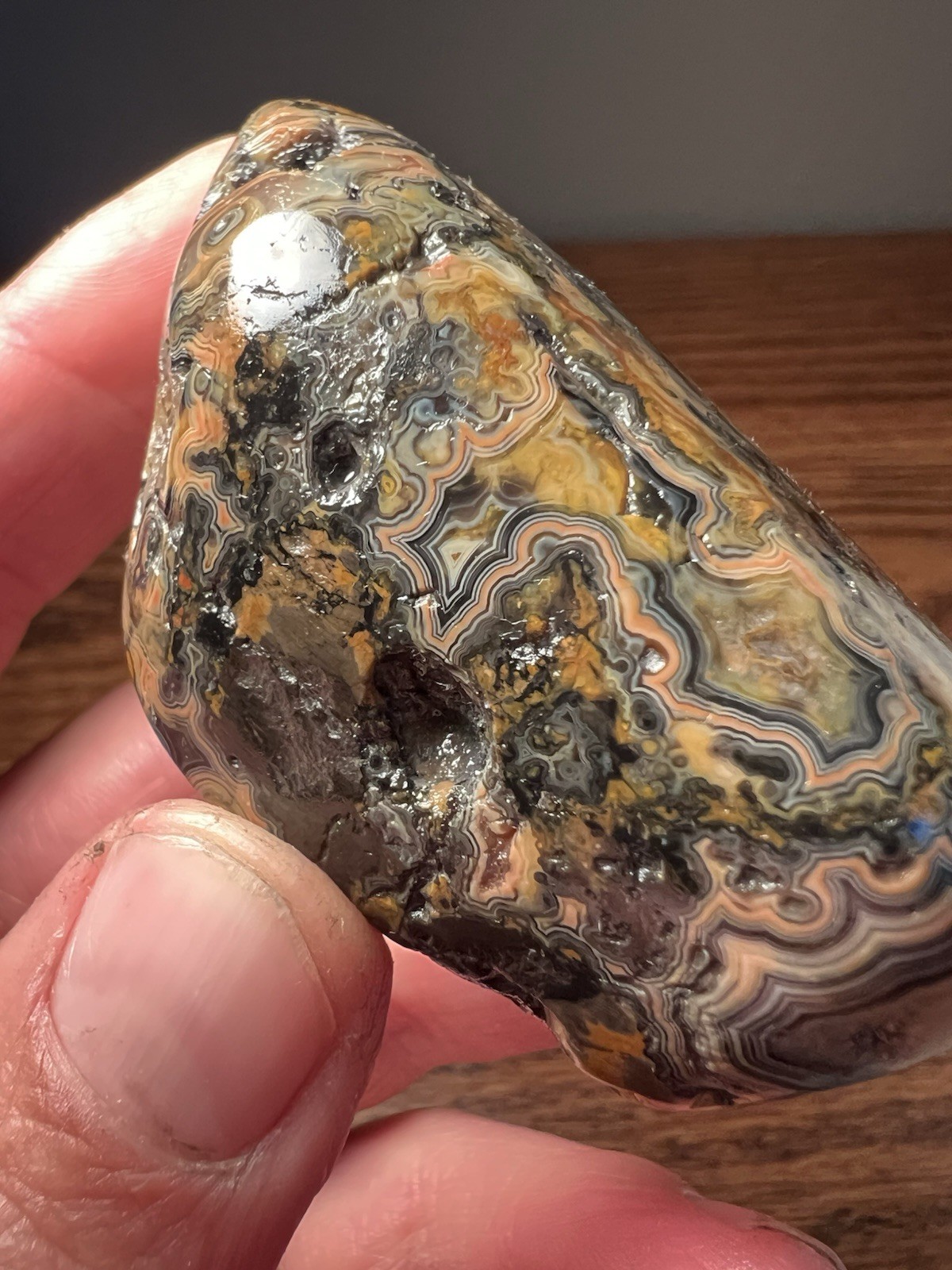 Very Nice Museum Quality Nebraska Fairburn Agate 5.25 oz 2.75×1.5×1.5”