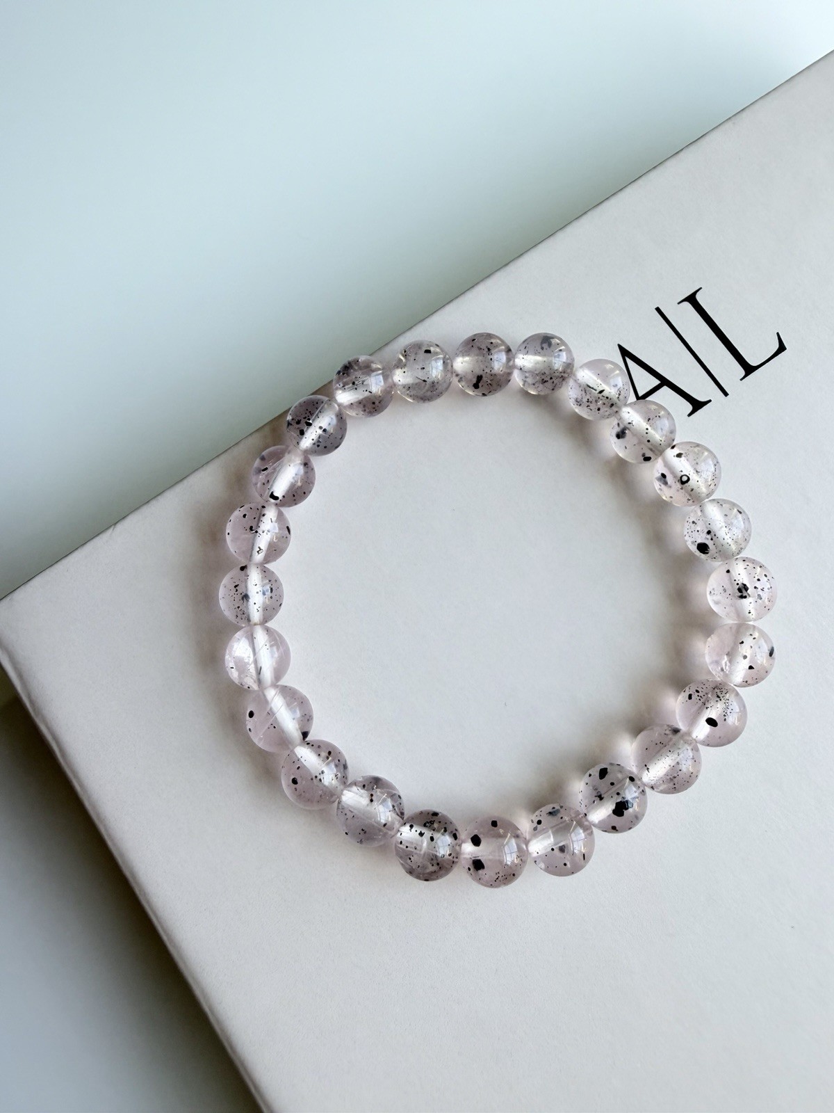 Dragon Fruite Star Rose Quartz (Hematite) with asterism Dainty Bracelet 6mm 6.7″