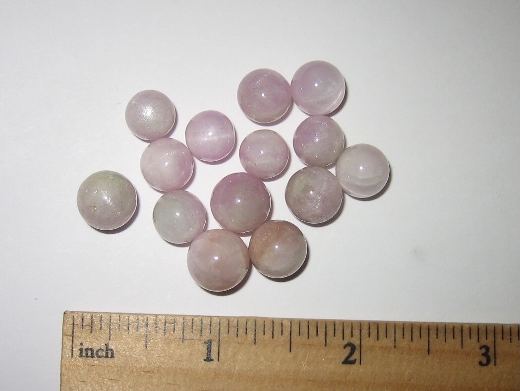 14 POLISHED TINY 0.2″- 0.3″ KUNZITE CRYSTAL STONE MINERAL SPHERES ~ 21.4grams *2