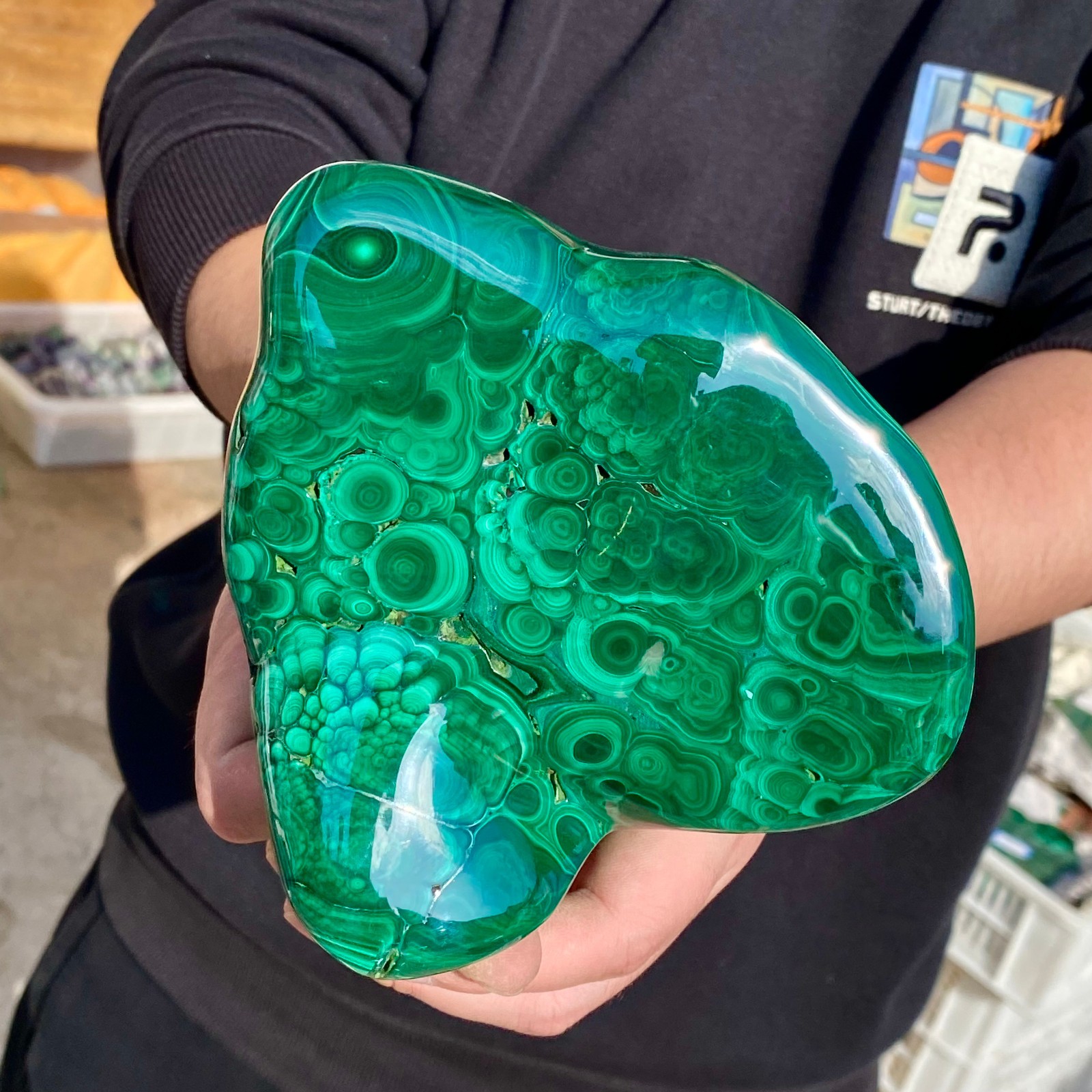 2.07LB Large Natural glossy malachite transparent cluster rough mineral sample