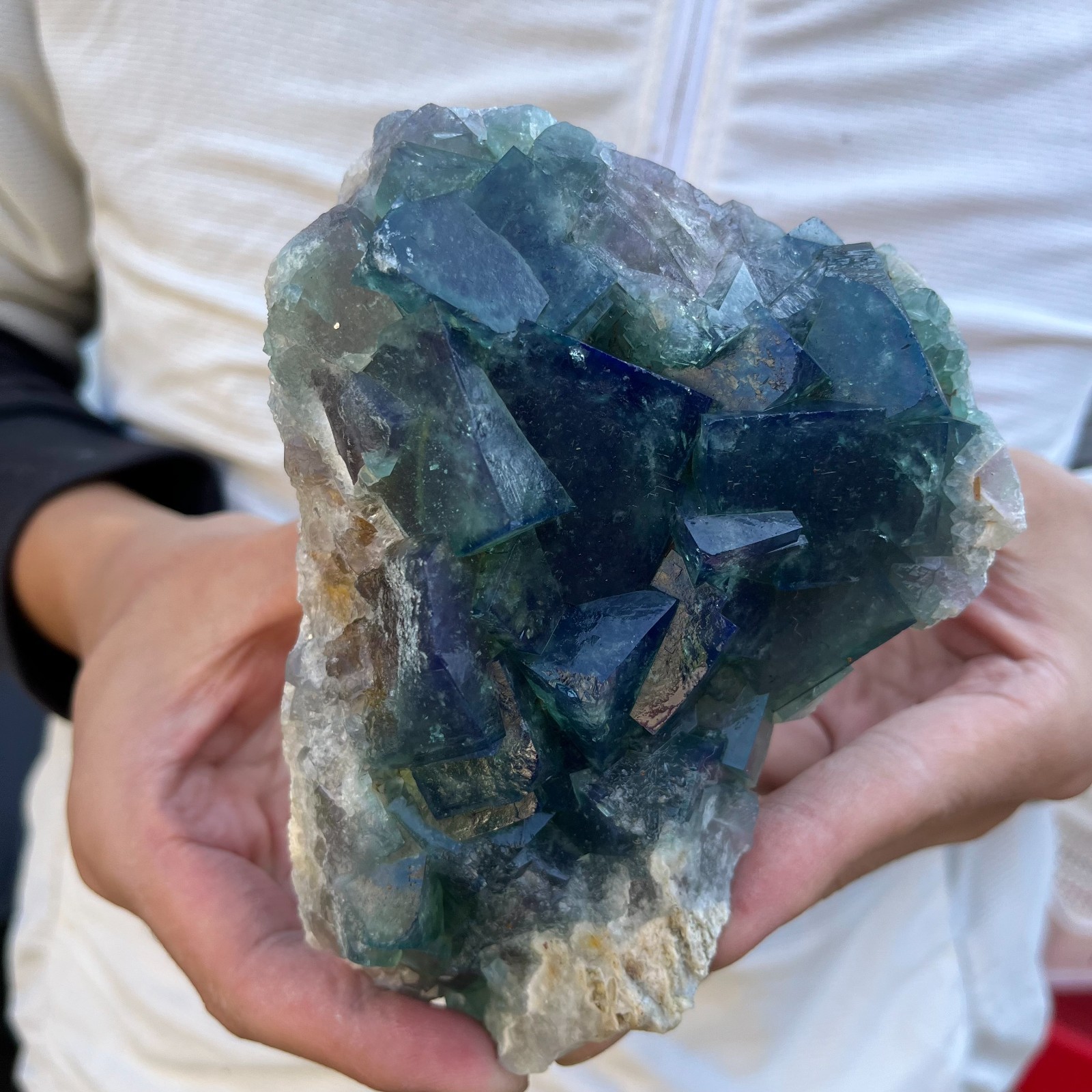 2.2lb Natural cubic green fluorite crystal cluster rough mineral specimen