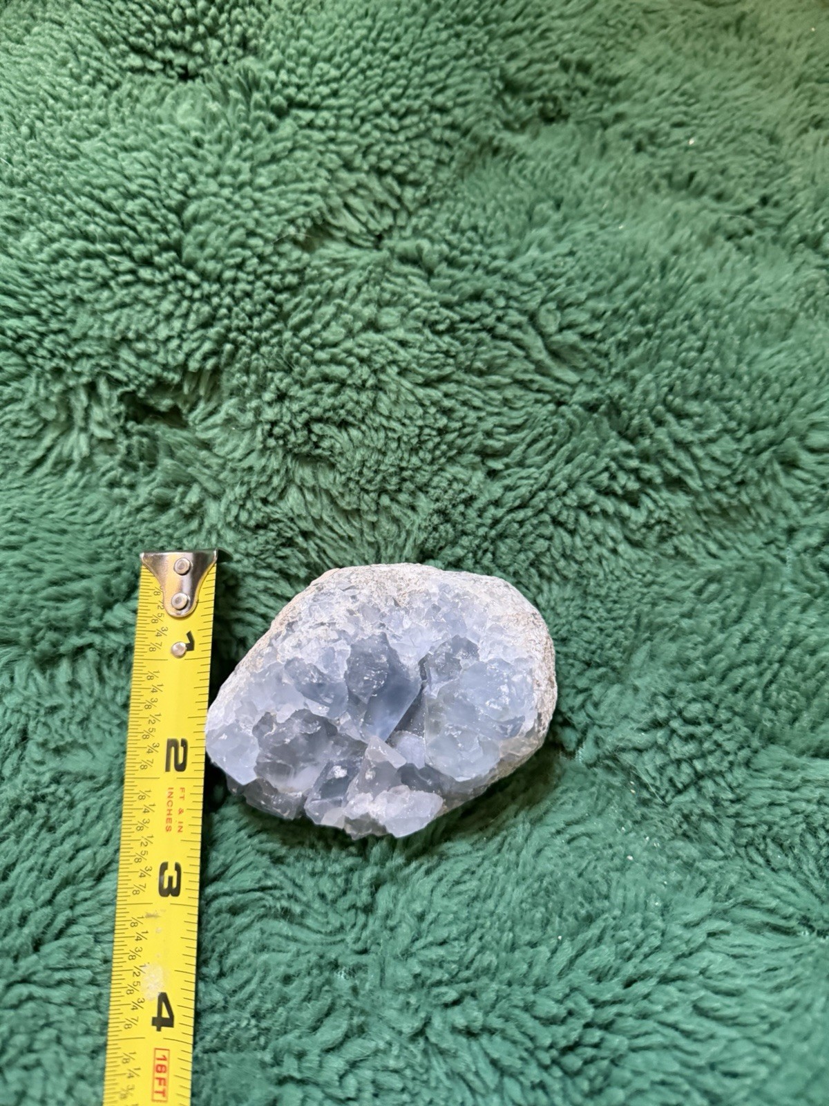 Natural Blue Crystal Geode Mineral Specimen 3” Hand Collected Utah Desert