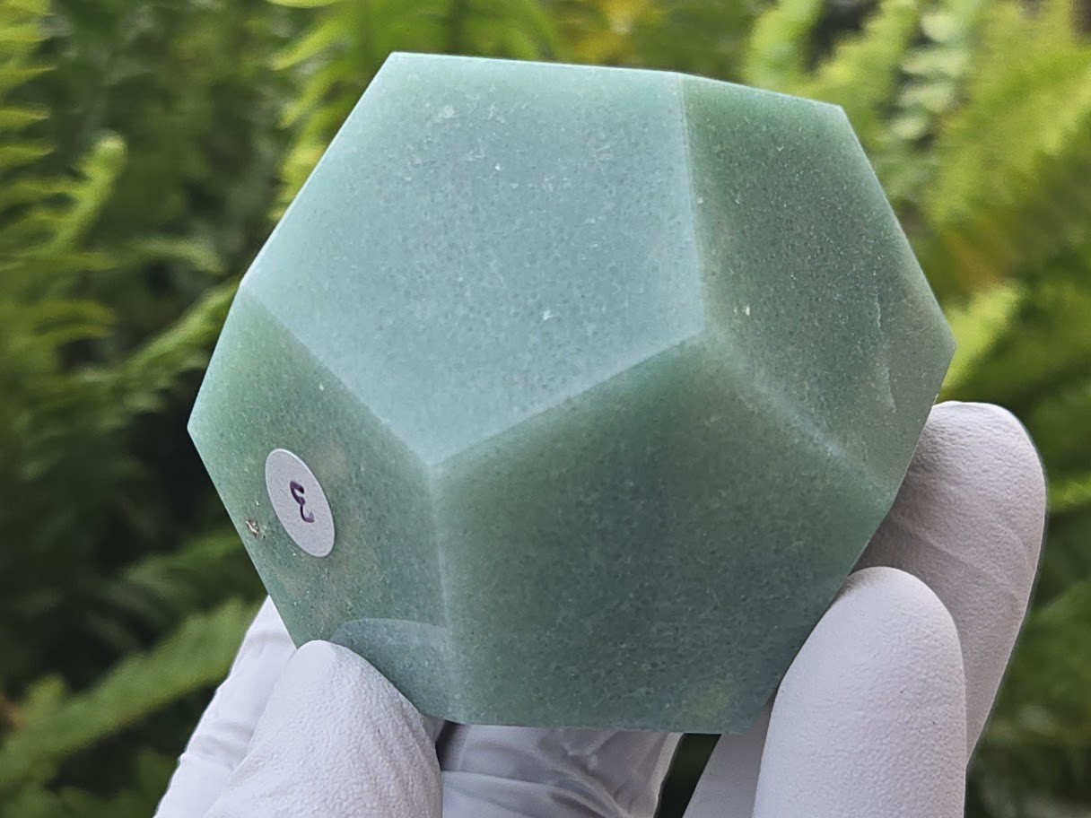 Green Aventurine Carved Geometric Dodecahedron, Large (60 to 70mm) Decorative