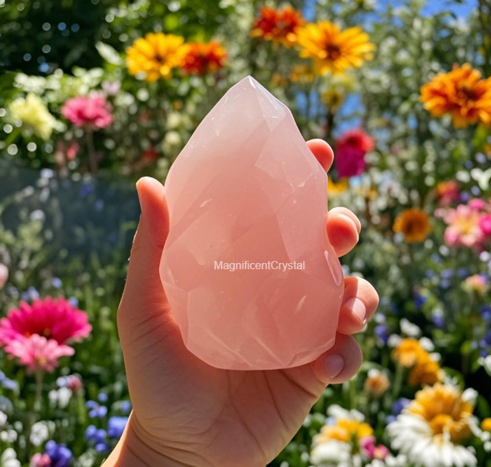 1pc Natural Rose Quartz Flames Pink Crystal Tower Home Decor Healing Energy Gift