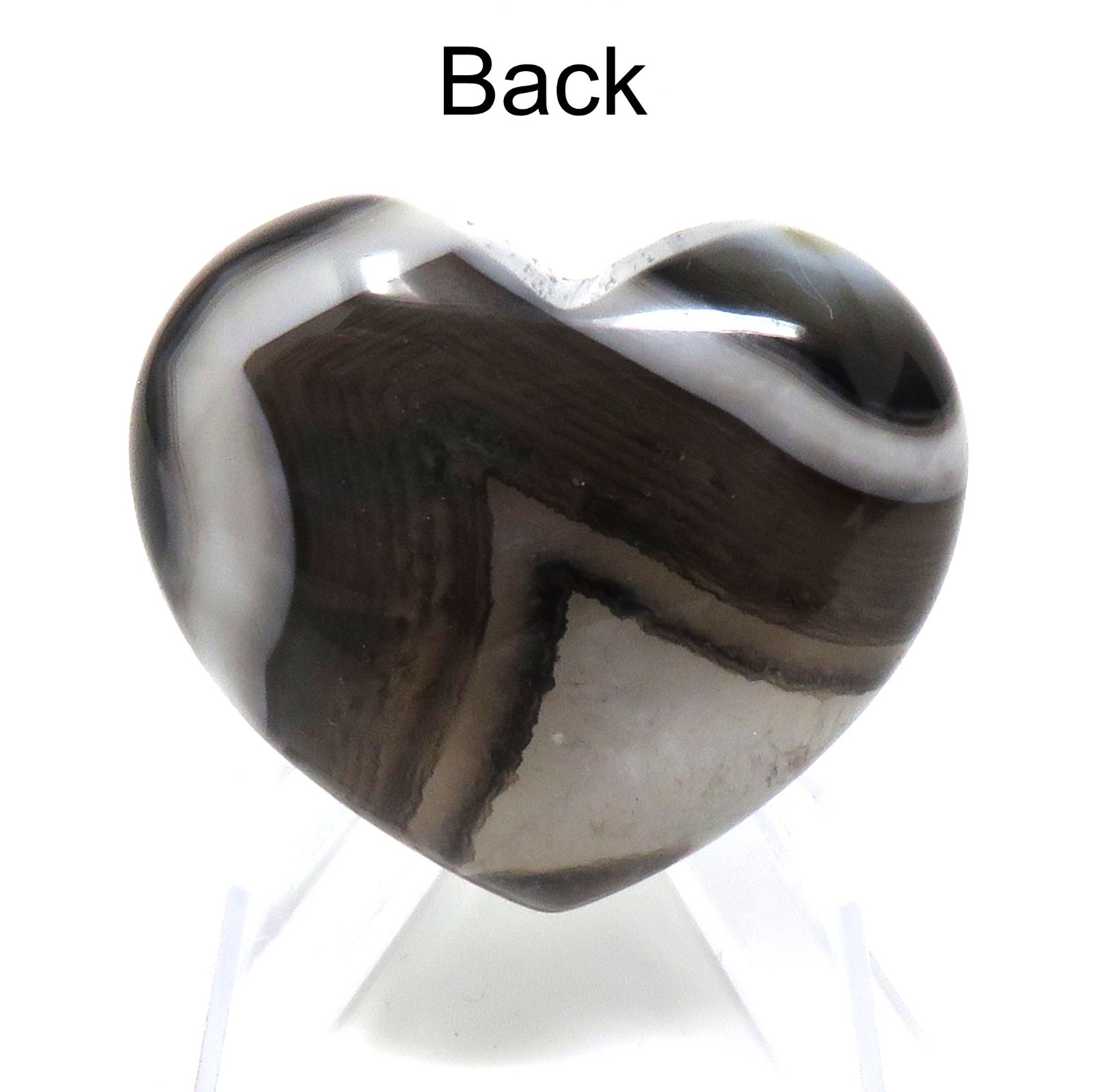 Black Banded Agate Stone Heart #1207-40mm x 35mm x 15mm or 1.57″ Pocket Gemstone