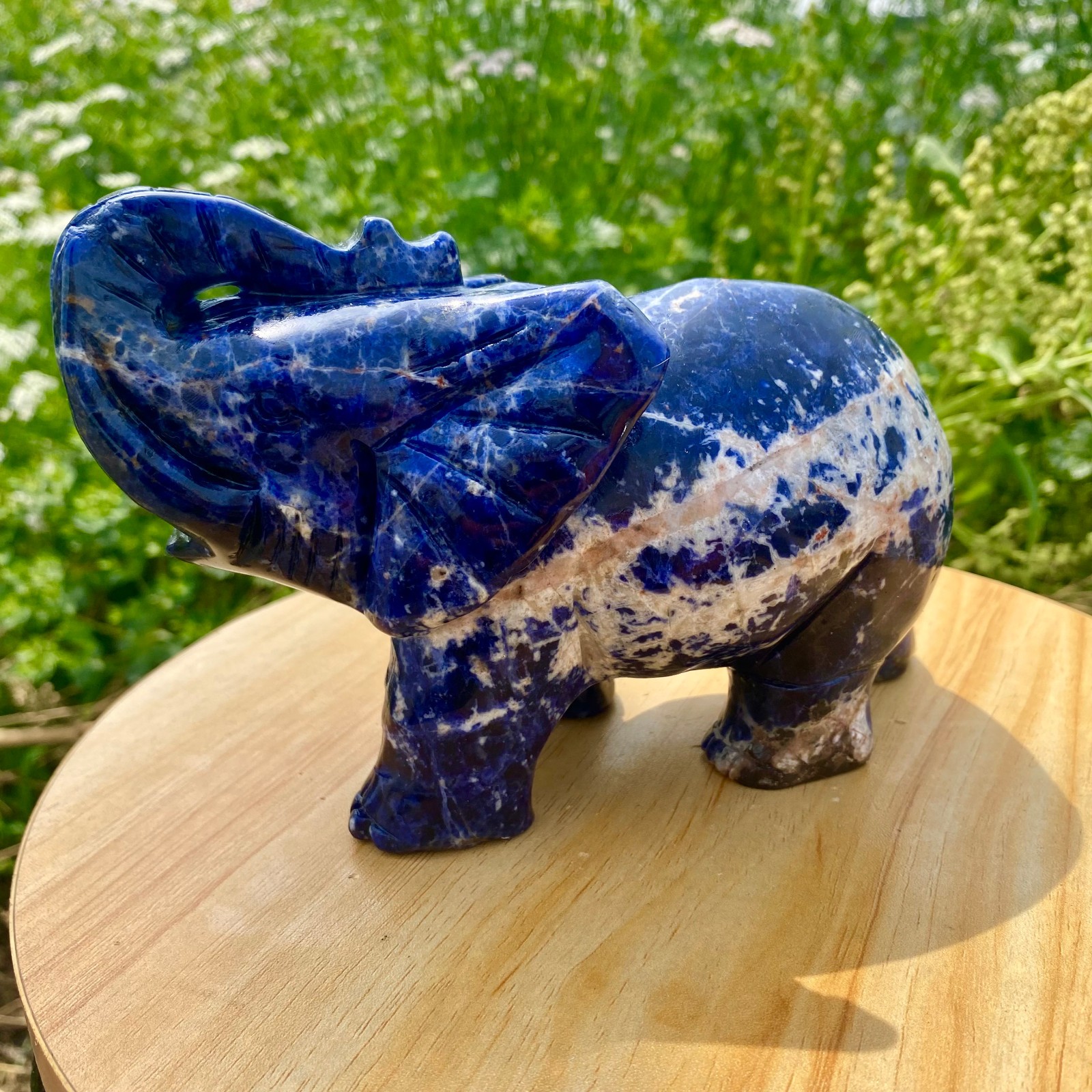 2.86LB Natural blue patterned stone carving image
