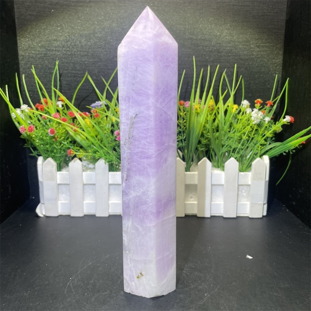 2.2LB9 ” Natural Kunzite Obelisk Tower Crystal Quartz Healing Energy Reiki