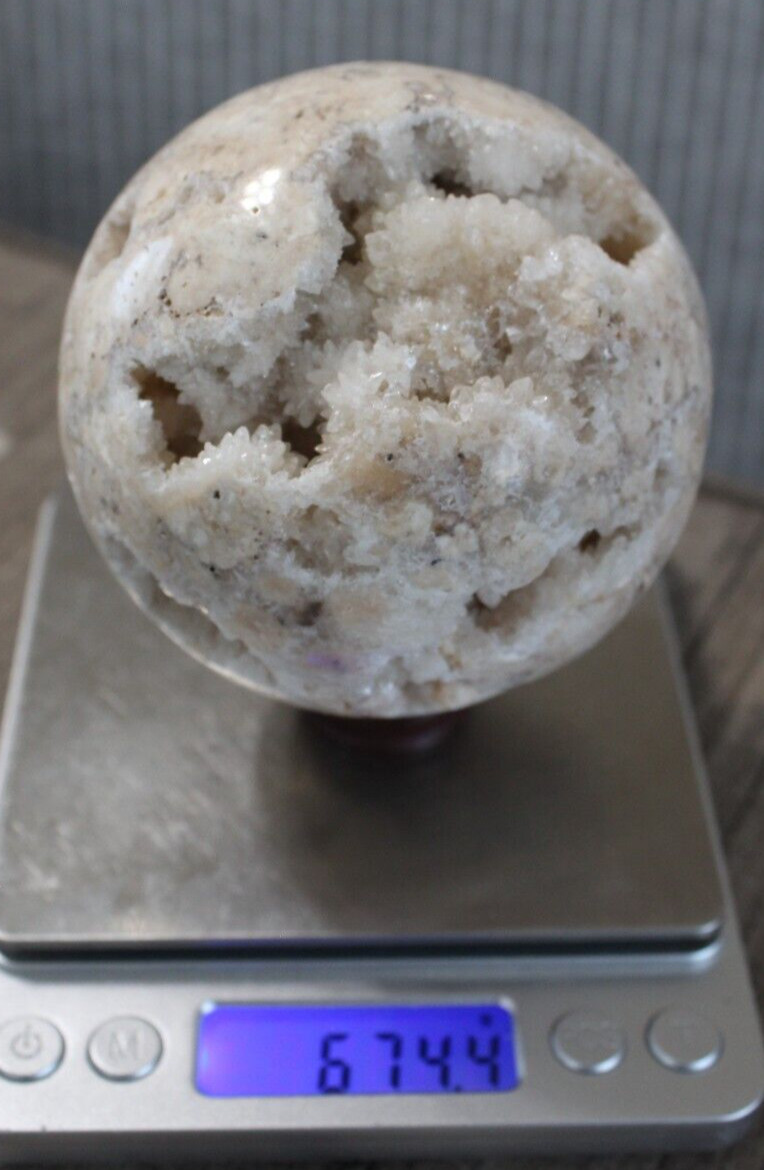 INDONESIA DRUZY CALCITE SPHERE 83.5 MM/ 674.4 GRAMS