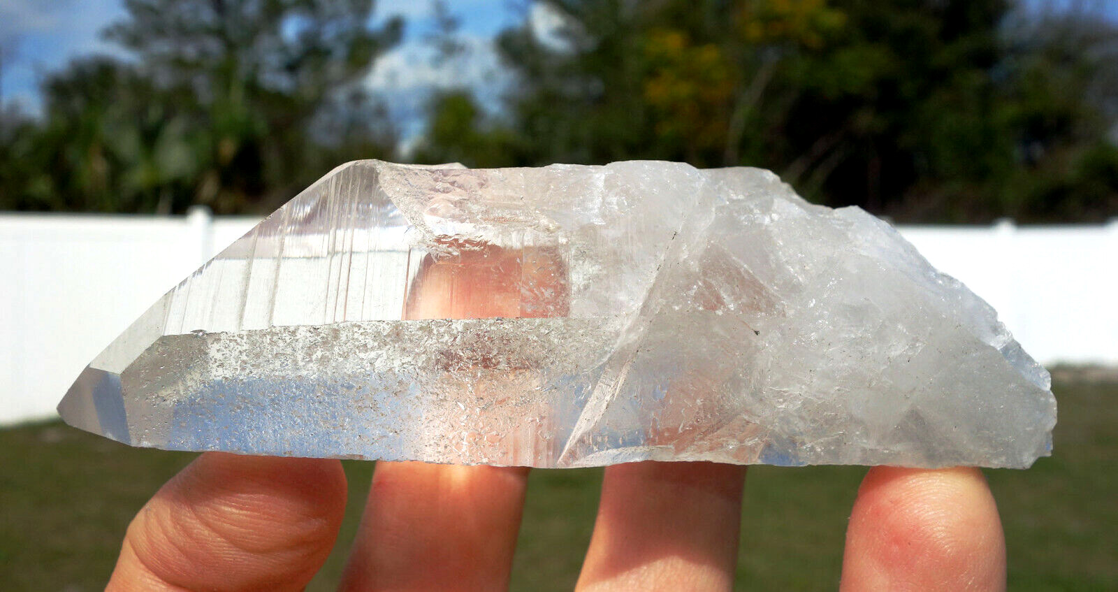 Rare OLD SOUL LEMURIAN QUARTZ Clear Crystal Point with Cool Large Indented KEYS