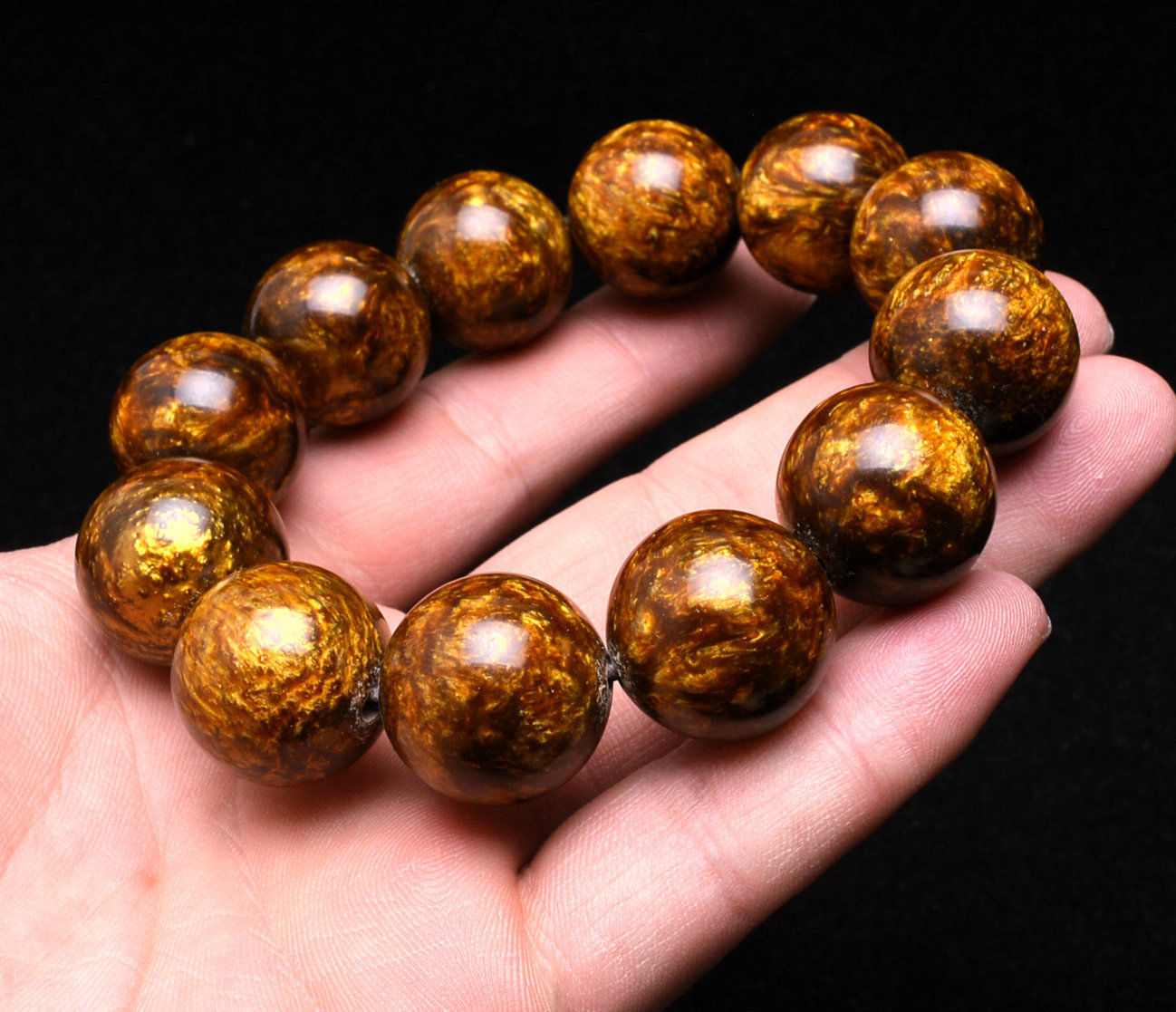 Genuine Golden Black Coral Sea Willow Bracelet Beads 18MM