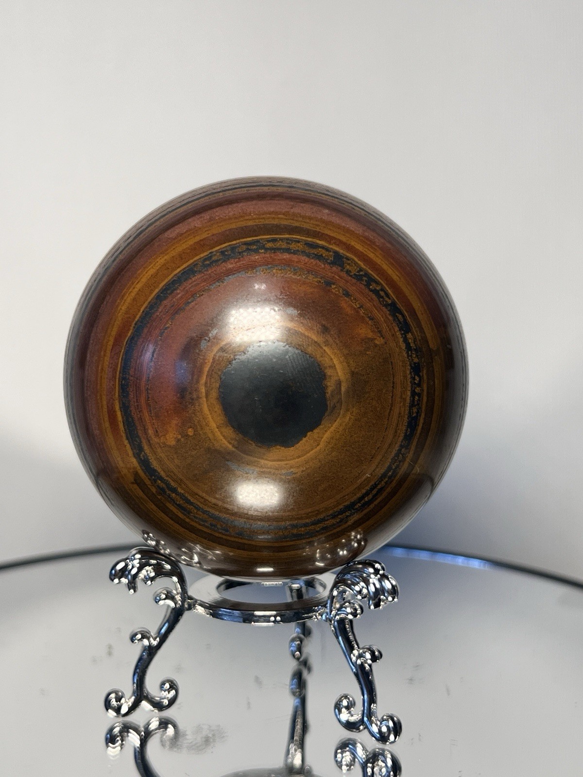 Tiger Iron Sphere w/holder – 73mm (1-lb 7.4-oz)