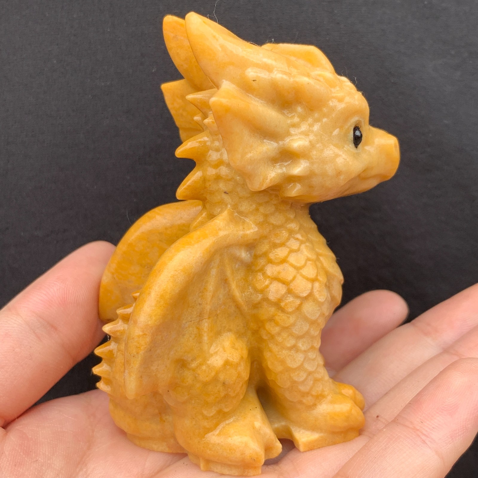 1pc Natural Yellow Jade Quartz Carved Little Dragon Skull Crystal Reiki Decor