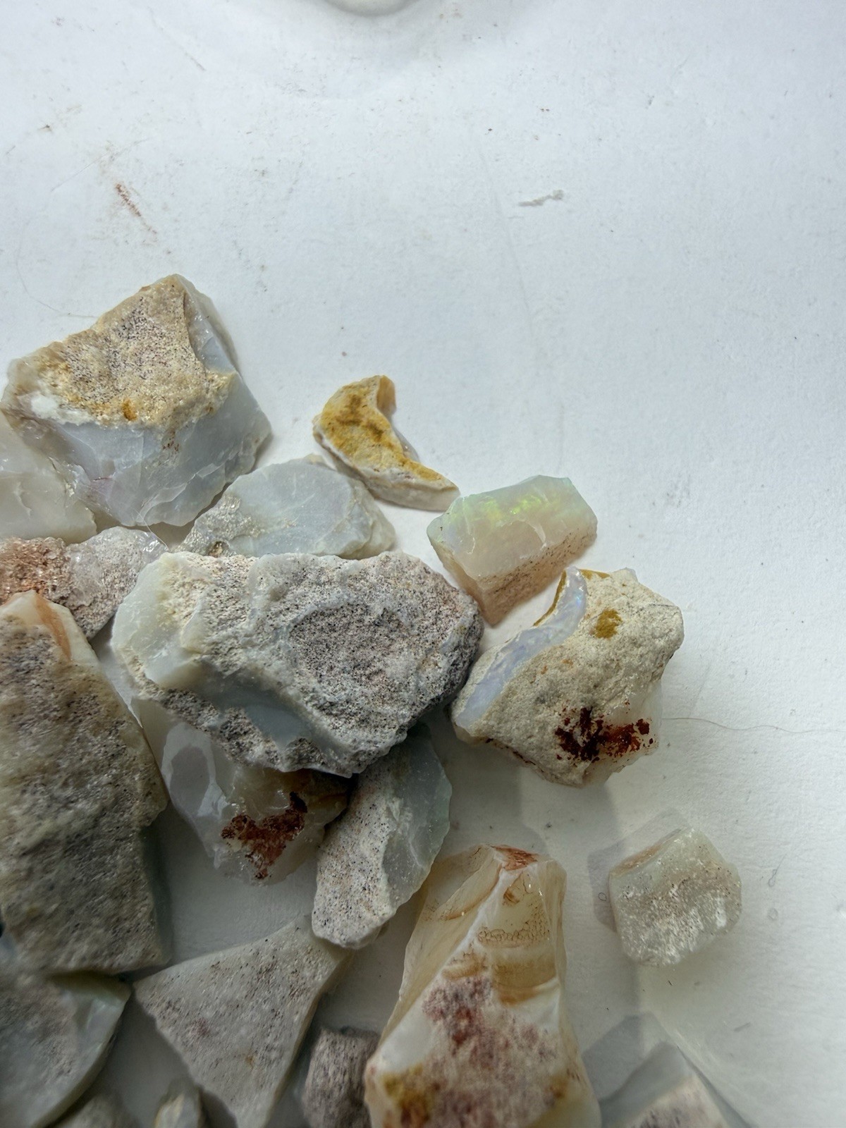 Lot Of Natural Australian Opals Multicolor Flash 26g Total With Plastic Case