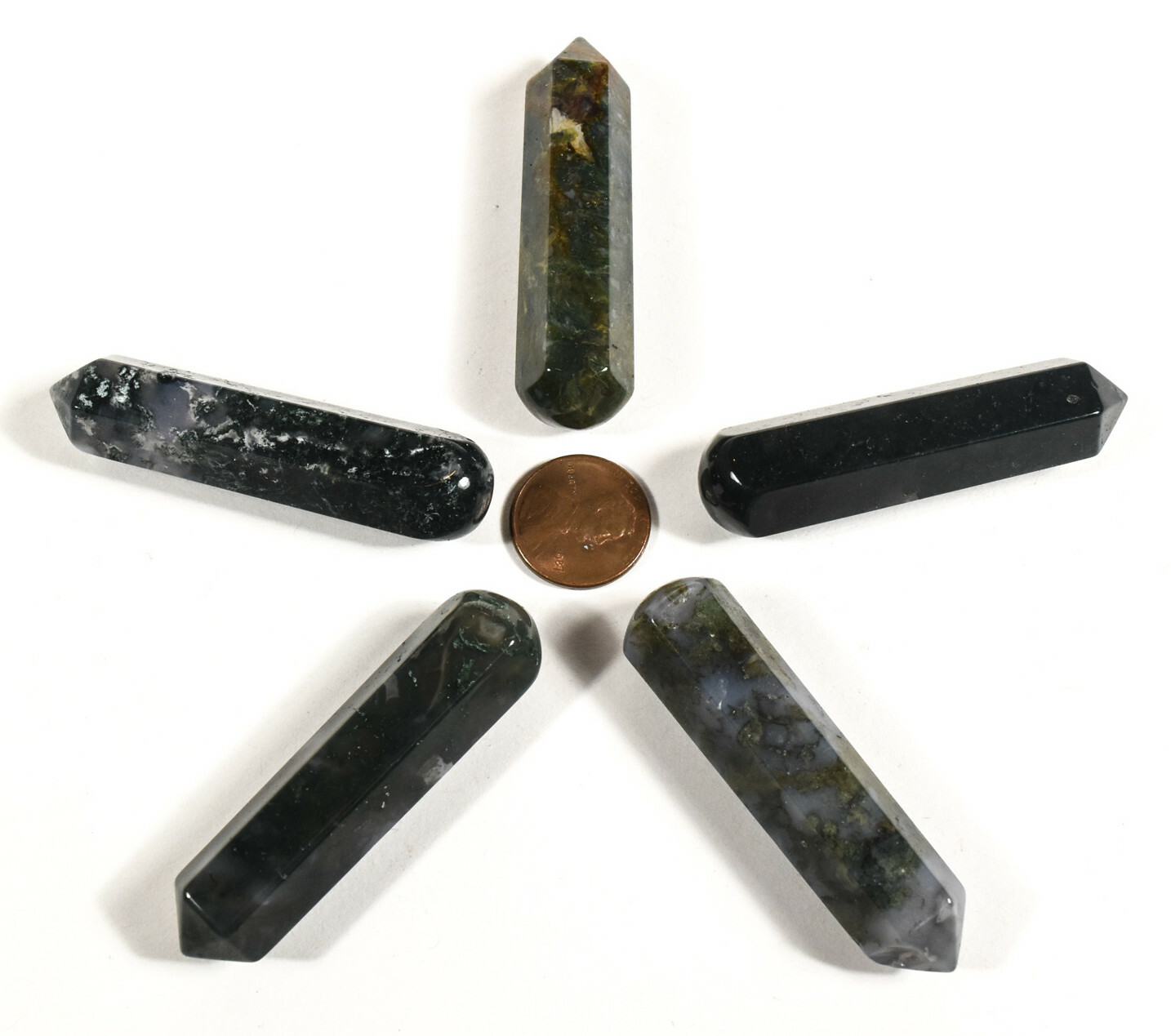 60mm Green Moss Agate Massage Wand Polished Chalcedony Crystal Mineral India 1PC