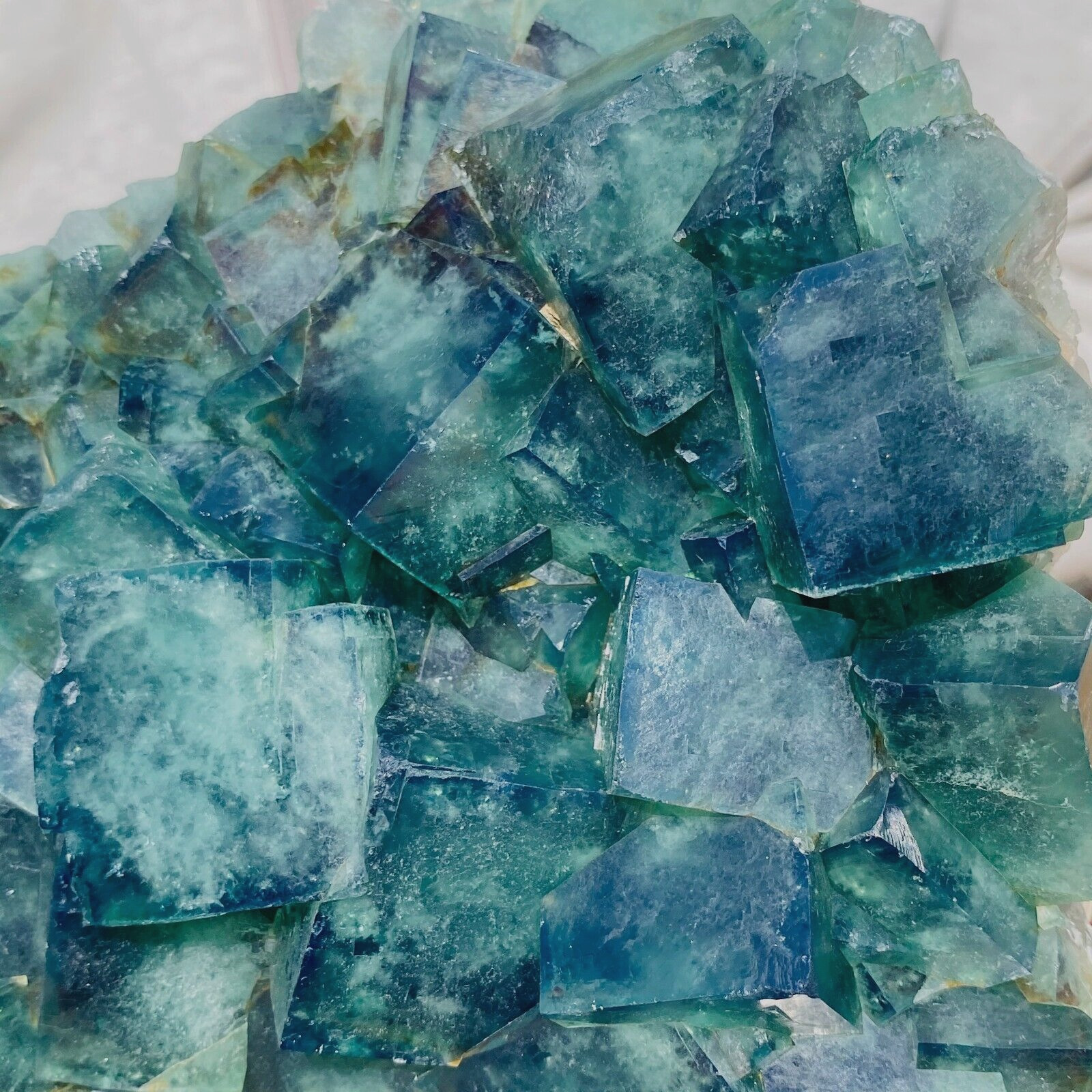 6070g Large Raw Natural Green Fluorite Cubic Crystal Cluster Rough Specimen