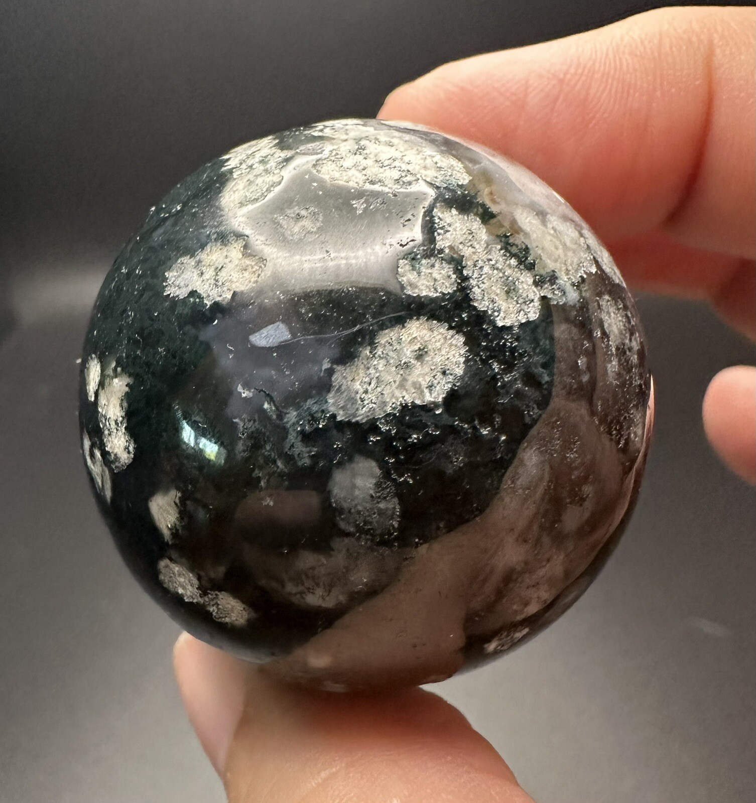 Green Moss Agate Crystal Sphere Spider Stand Free Shipping