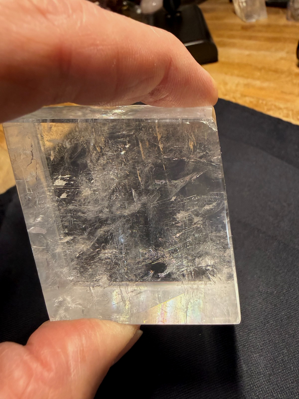 Calcite Rhombus Translucent Crystal Gemstone Cube Specimen 000