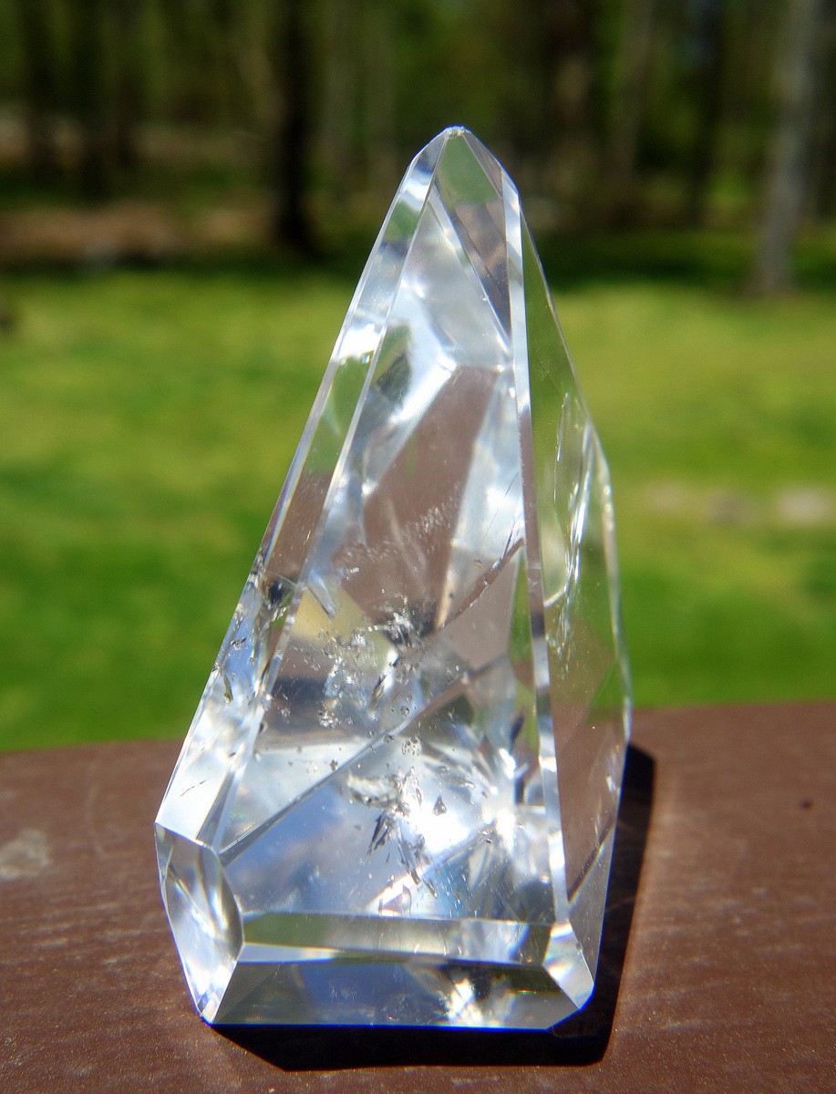 Polished Lemurian Quartz Free Form Crystal Water Clear