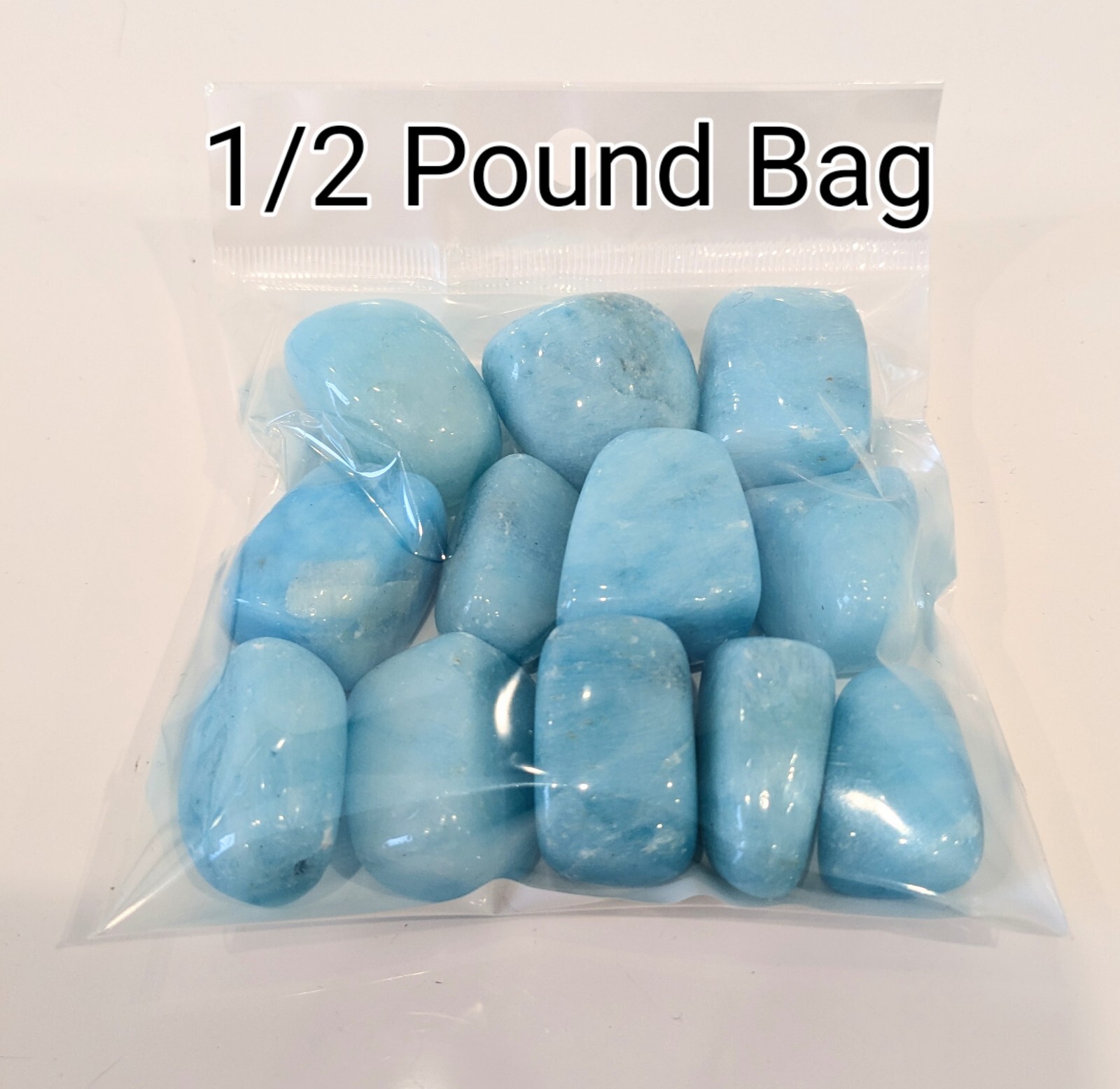1/2 LB. Tumbled Blue Aragonite .75″- 1″ in Size & 12-15 Gemstones p/bag