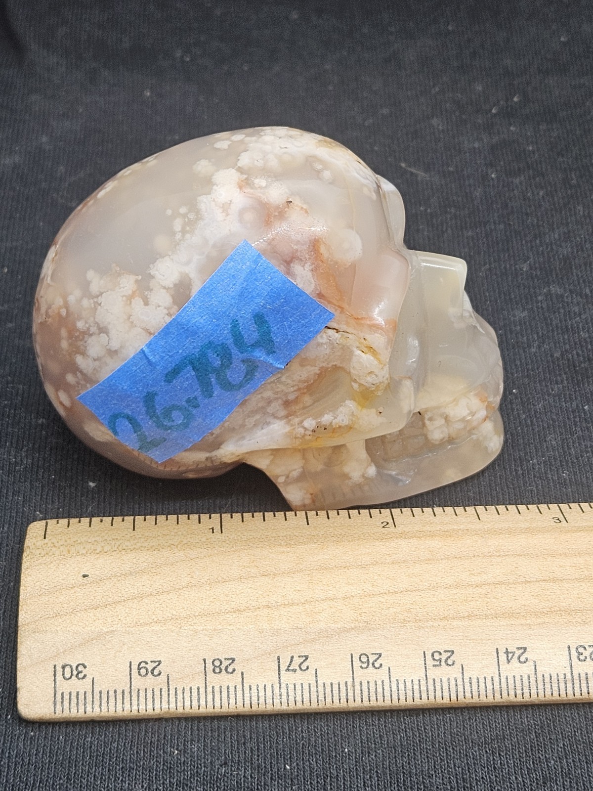 Hand-Carved Flower Agate Crystal Skull – 3.5″ Polished Cherry Blossom Agate