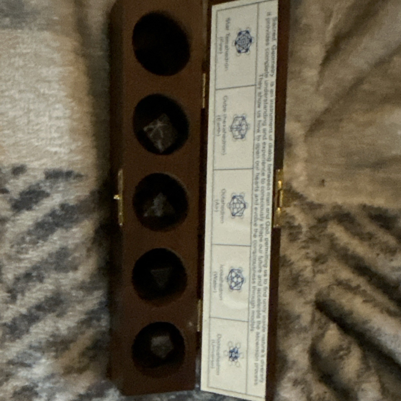5-Piece Sodalite Sacred Geometry Platonic Solids Set w/ Wooden Display Box