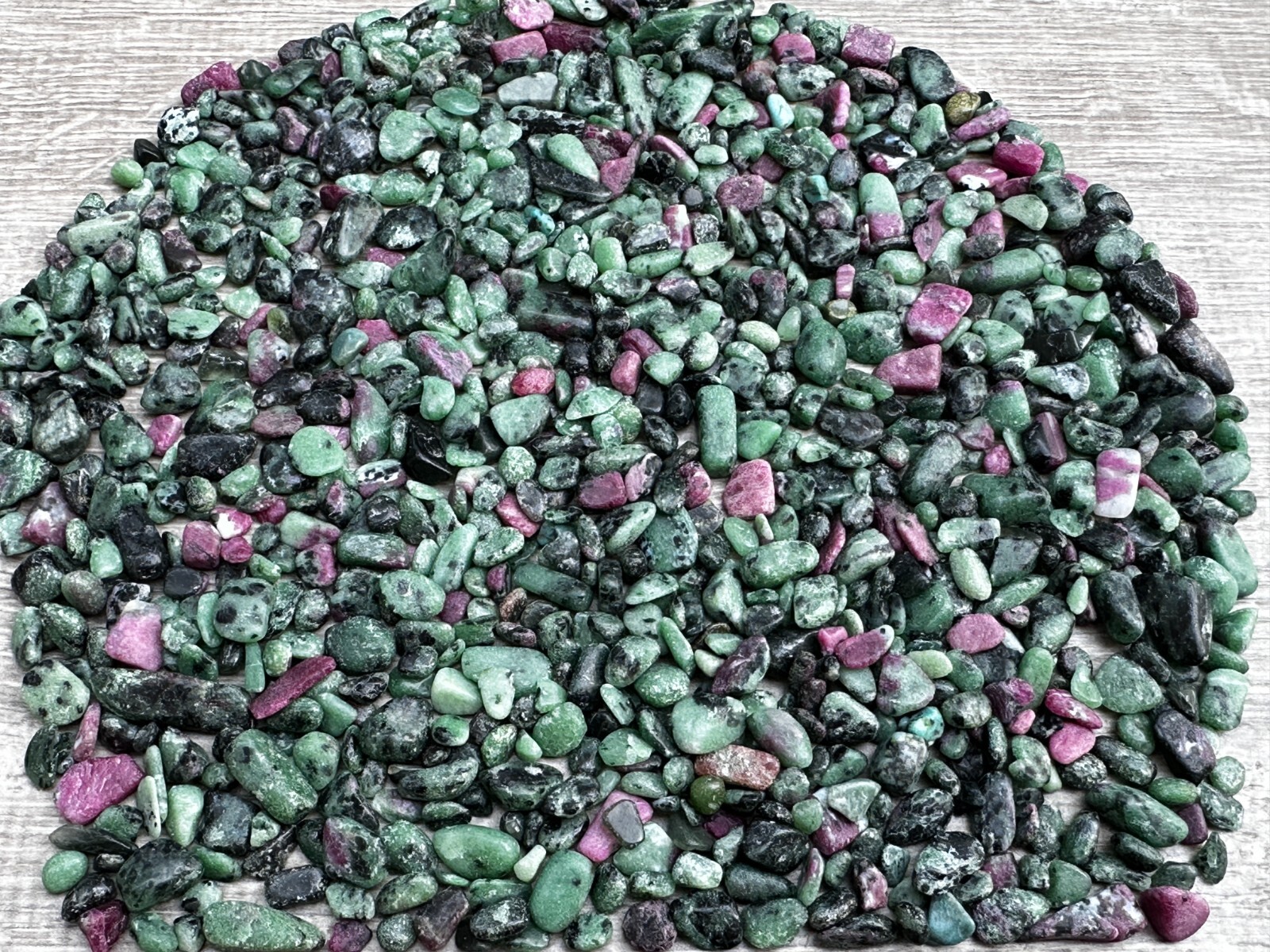 Grade A++ Ruby Zoisite Semi Tumbled Gemstone Mini Chips 4 – 9 mm, Wholesale Bulk
