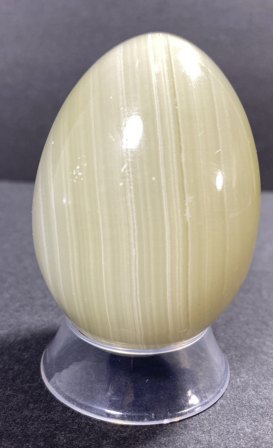 Natural Onyx Stone Egg With Stand Hand Polished Banded Agate Calcite Crystal