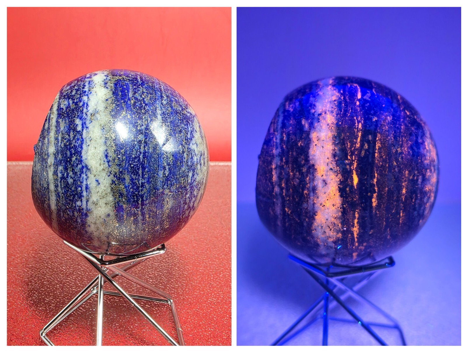 400G Rare UV Blue Lapis Lazuli Crystal Sphere Hand Carved Skull Reiki Healing