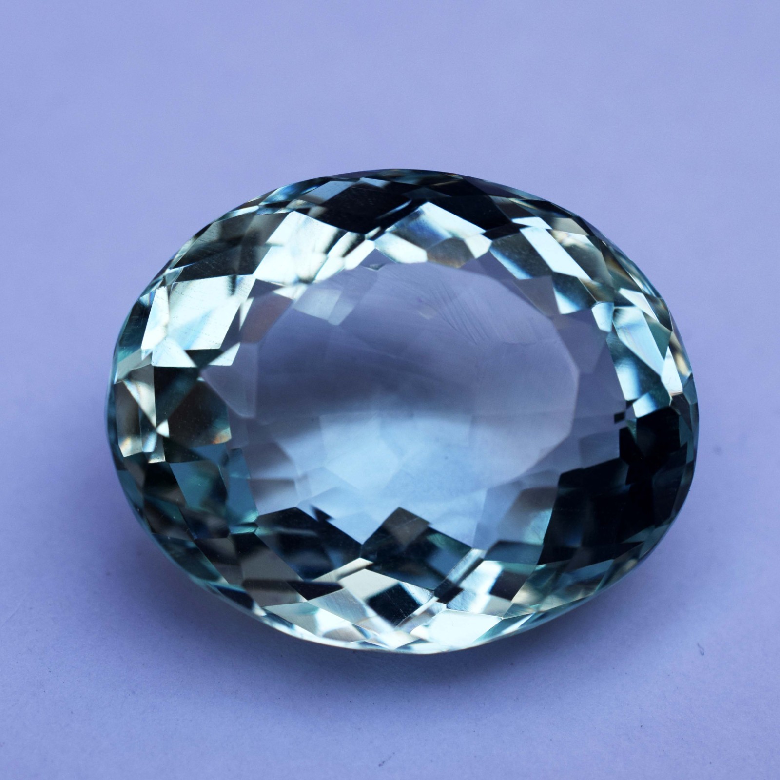 100 CT Flawless Sky Blue Aquamarine Oval Faceted Cut Certified Loose Gemstone