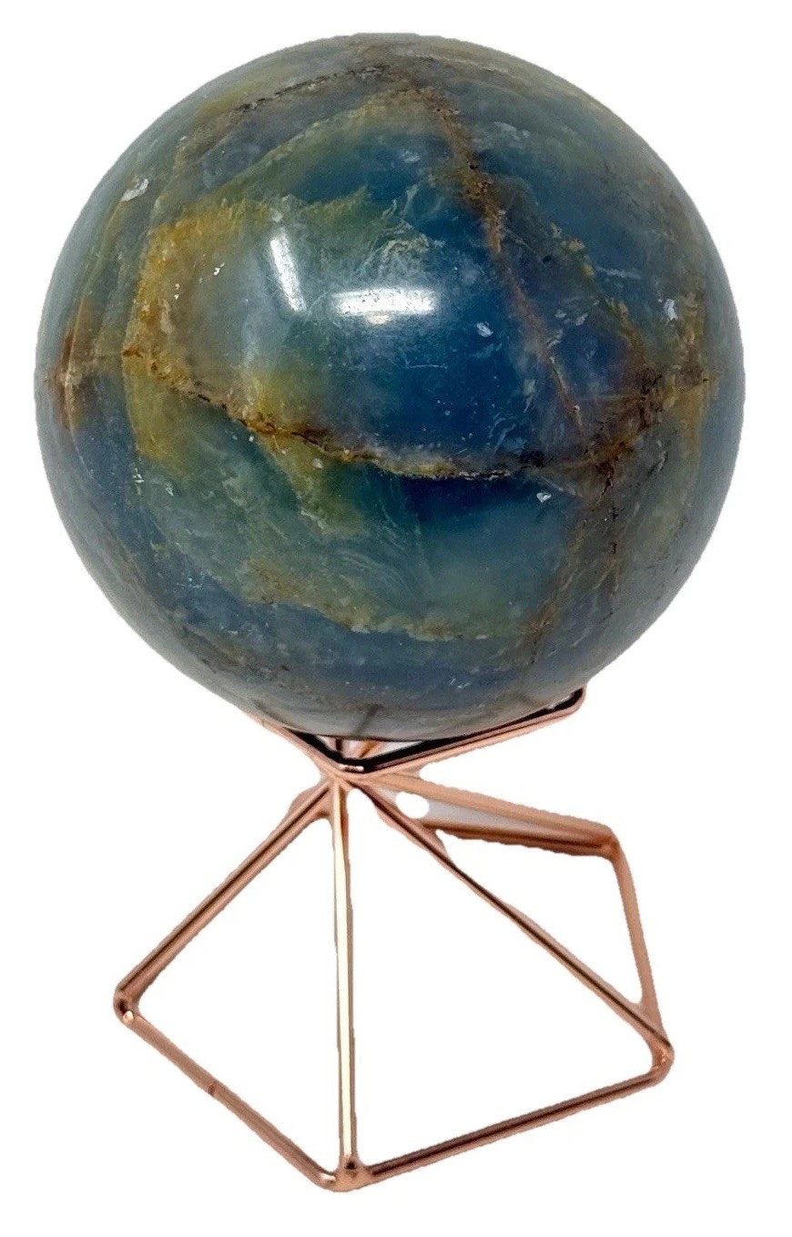 352g Blue Onyx Crystal Sphere Polished Pretty Colors & Banding Holder Included