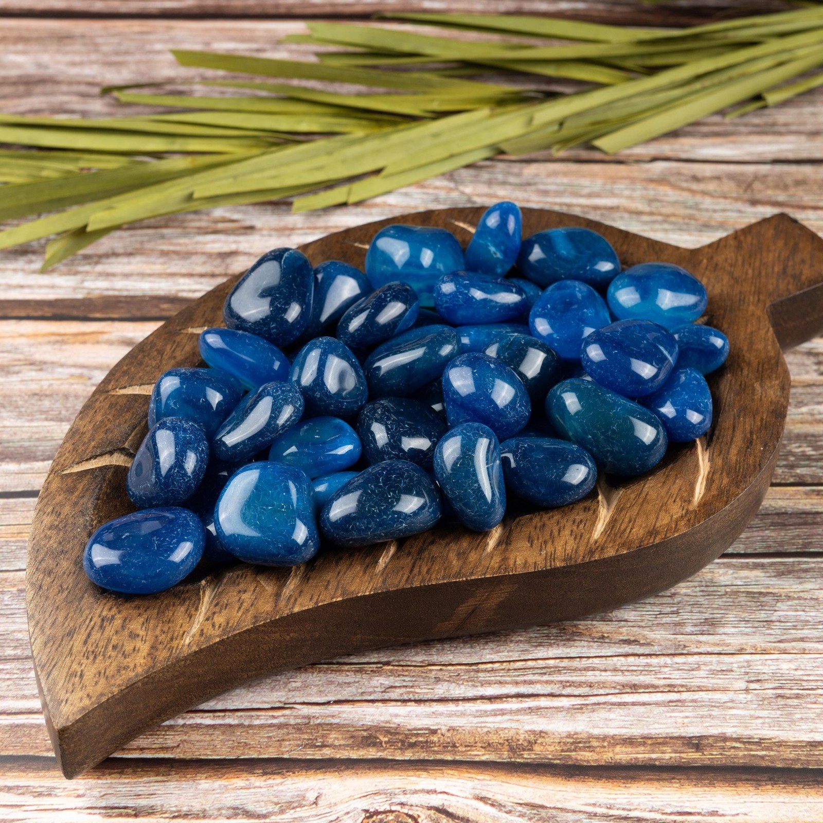 Blue Agate Crystal Tumble Stone, Polished Stone for Meditation & Healing