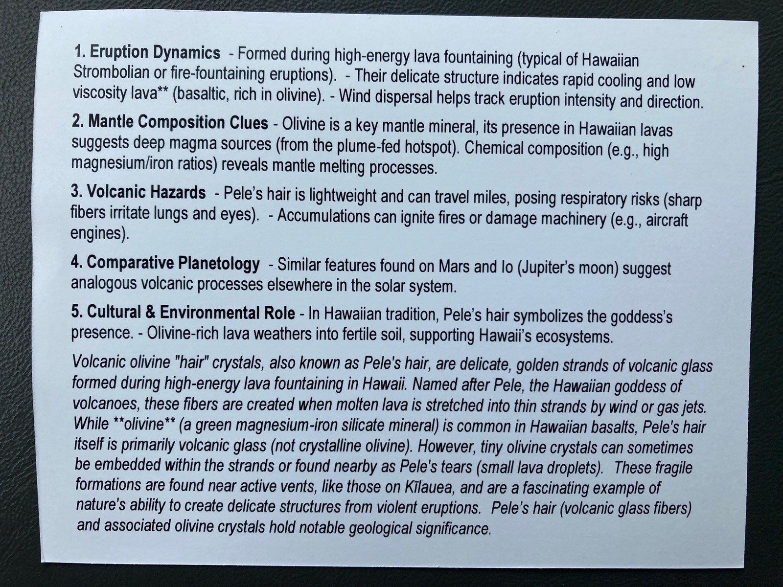 Olivine Crystal Volcanic, Pele’s Hair, Olivine Mineral Glass Specimens ￼10ml.