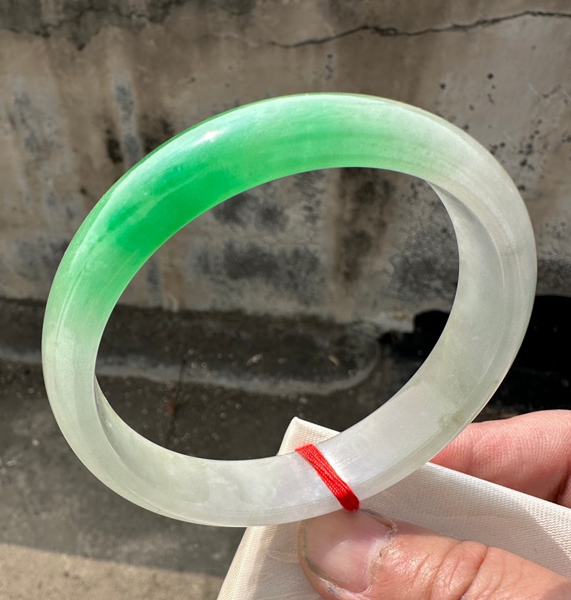 Certified Natural Grade AAA Ice Green Burmese Jade jadeite bracelet bangle 64MM