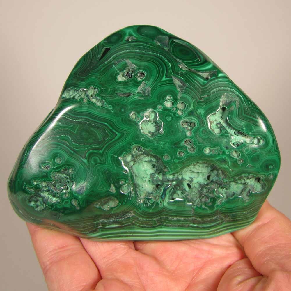 4.1″ Polished Botryoidal MALACHITE Gemstone – Congo, Africa – 1 lb.