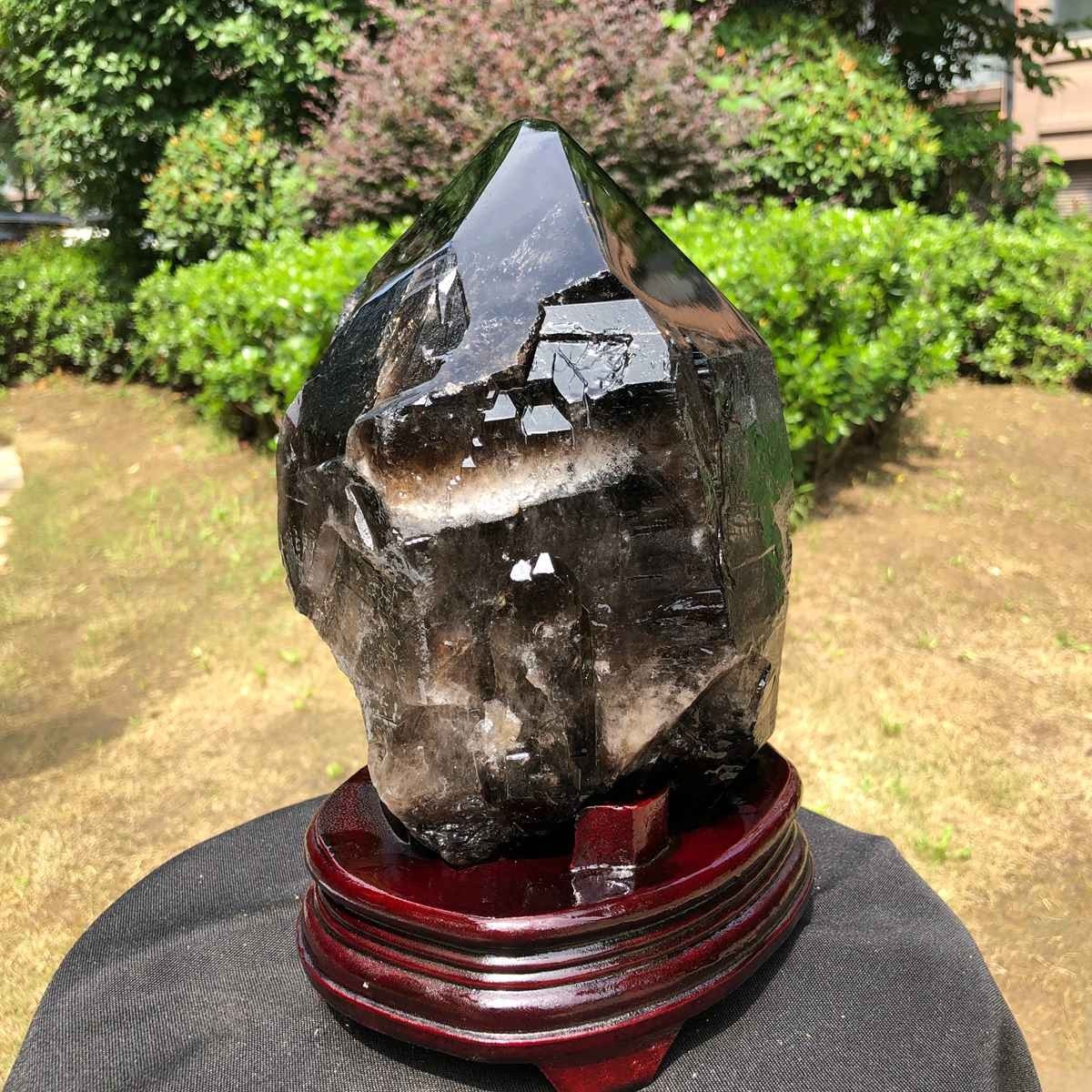 12.78LB Natural Dark tea quartz Crystal Specimen Reiki Mineral Add bracket 1810