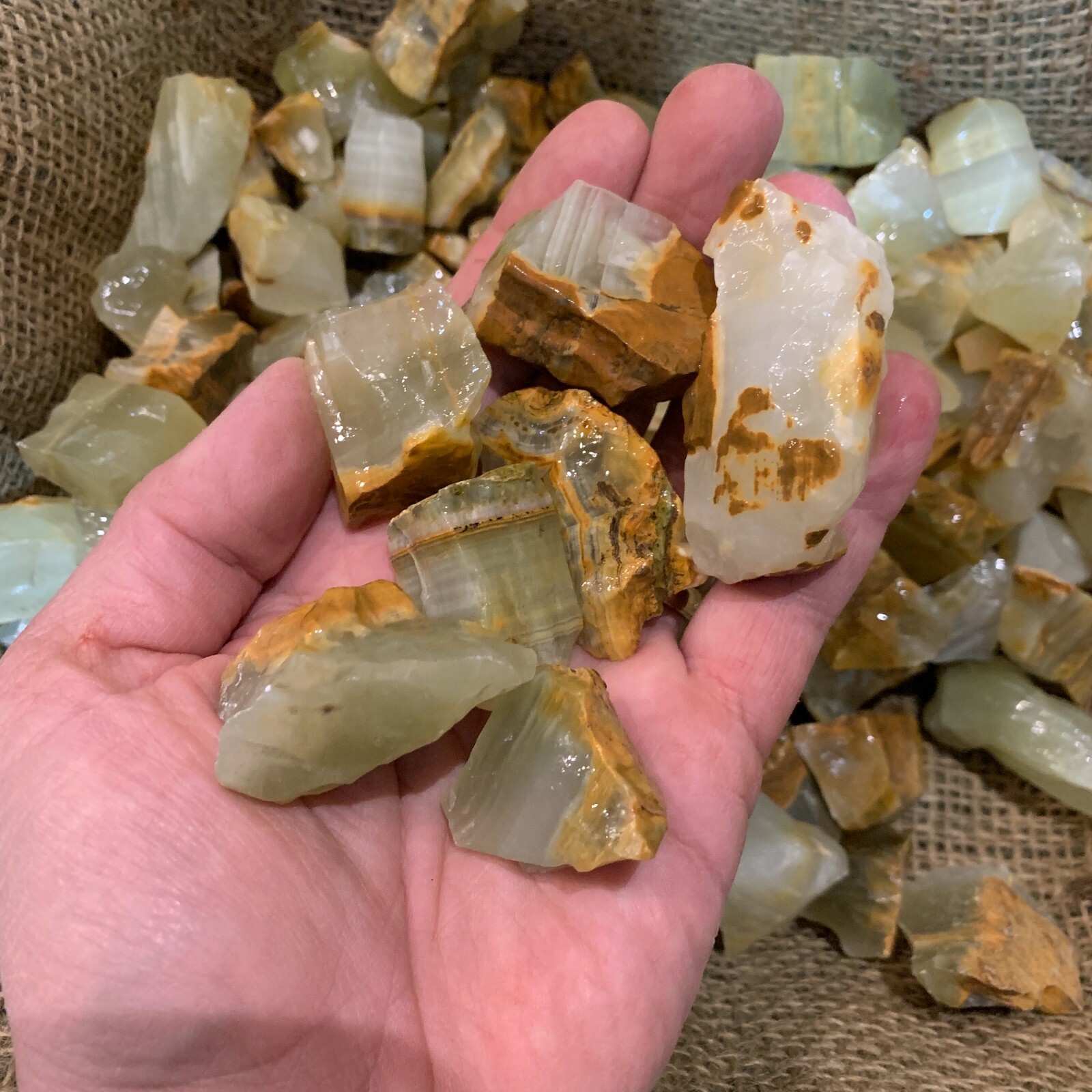 1000 Carat Lots of Green Onyx Rough – Plus a Very Nice FREE Faceted Gemstone
