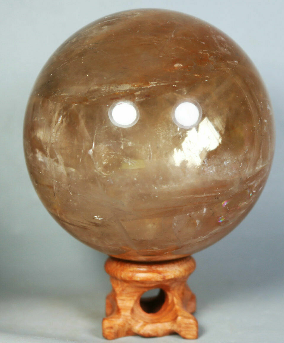 Natural RED QUARTZ Hematoid Crystal PHANTOM MULTI INCLUSIONS Sphere / Stand 73mm