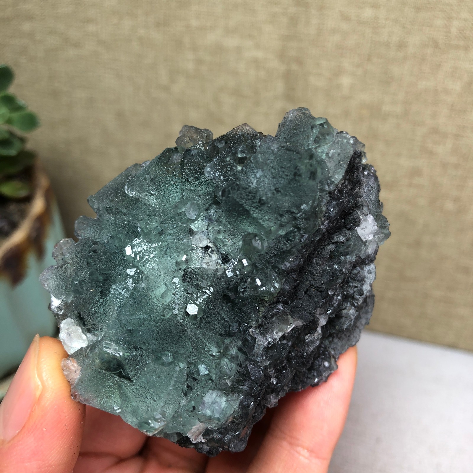 105g NATURAL Green Cubic FLUORITE Crystal Cluster Mineral Specimen A4731