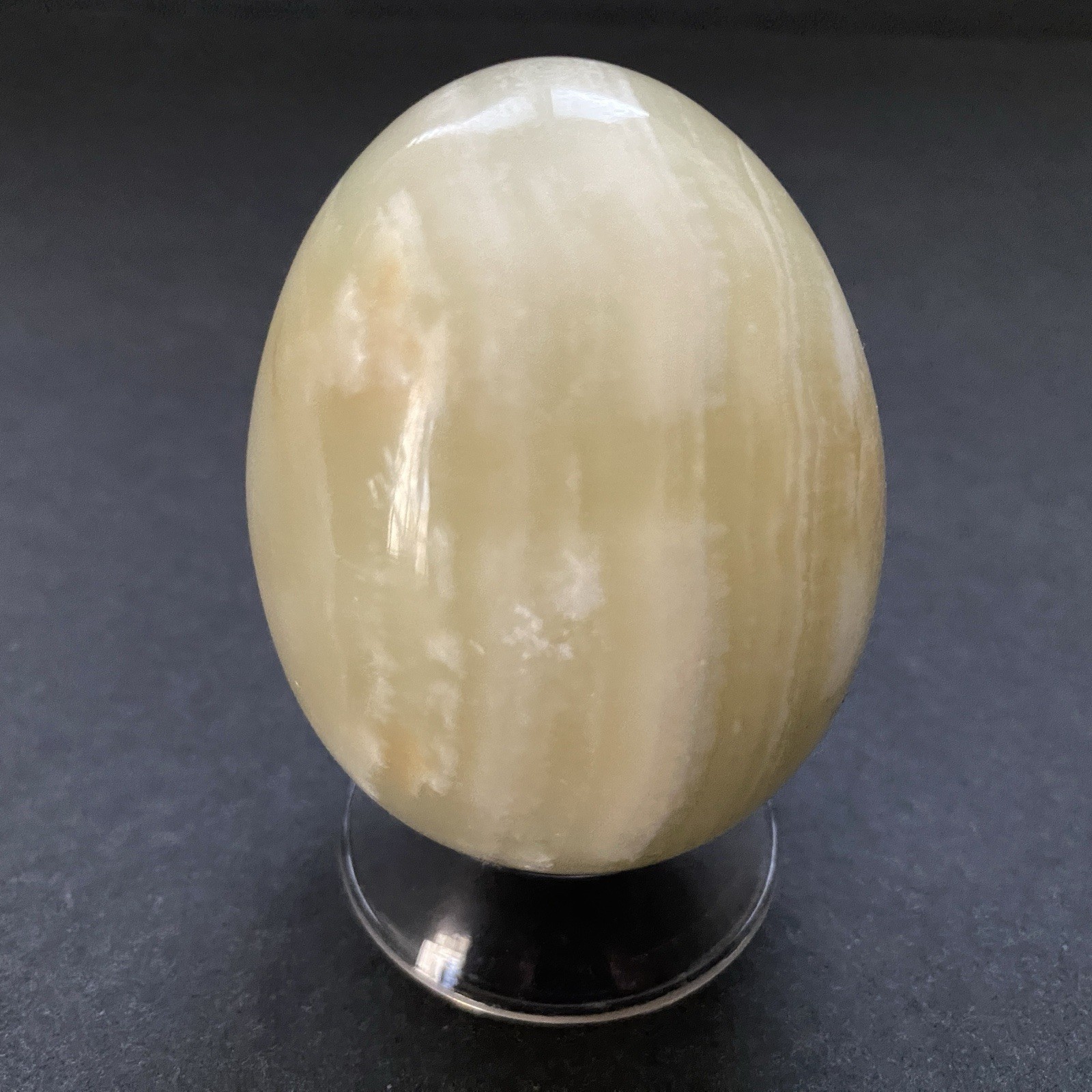 Natural Onyx Stone Egg With Stand Hand Polished Banded Agate Calcite Crystal