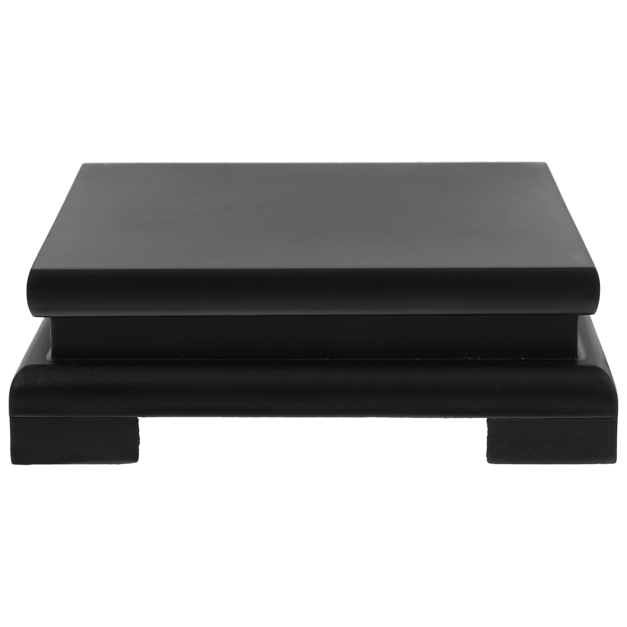 Black Wooden 5.9×5.9×3.77 Inch Square Base Stand Vase Pedestal Plant Holder