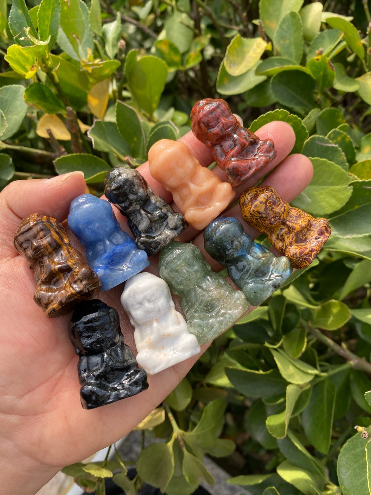 5pcs Natural Mixed Quartz Hand carved crystal Buddha skull reiki healing gift