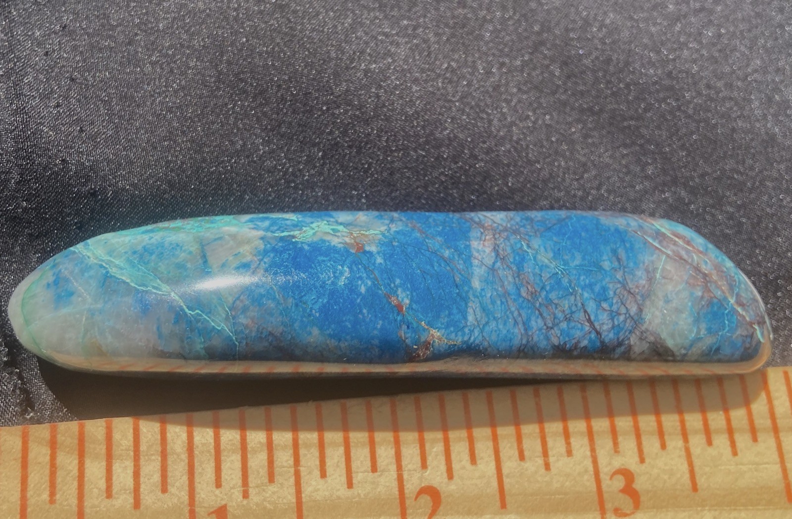 SHATTUCKITE BIG VERY FINE MASSAGE WAND CERULEAN BLUE POLISHED 15 GRAM NAMIBIA