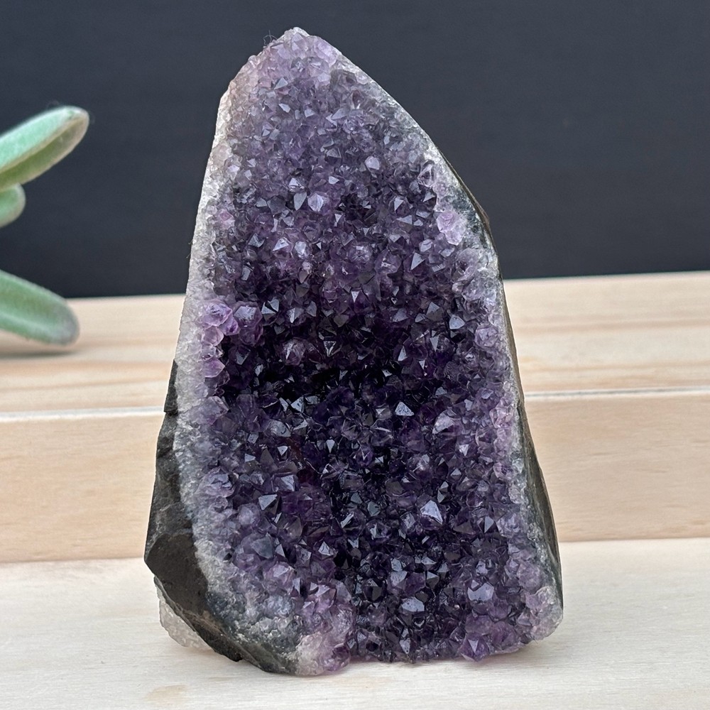 210g Top Natural Amethyst Cave Quartz Crystal Specimen Reiki Healing +Stand