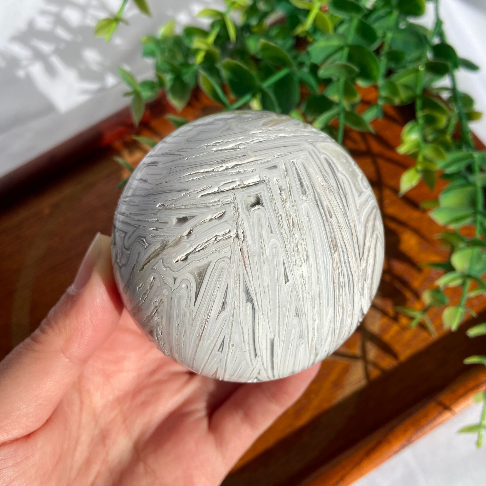 68mm Druzy Mexican Lace Agate Sphere Ball Crystal Energy Stone Modern Boho Decor
